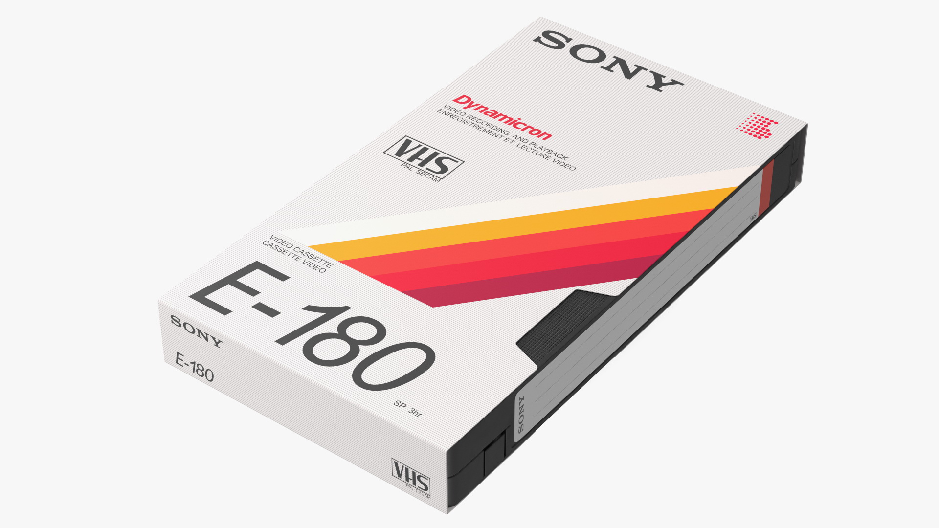 3D Vintage E180 VHS Video Tape with Cover model