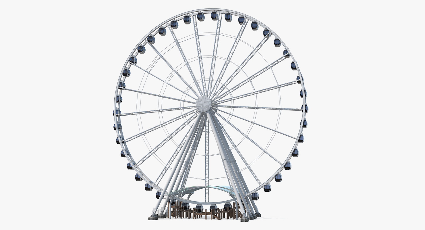 3D Seattle Great Ferris Wheel Rigged model