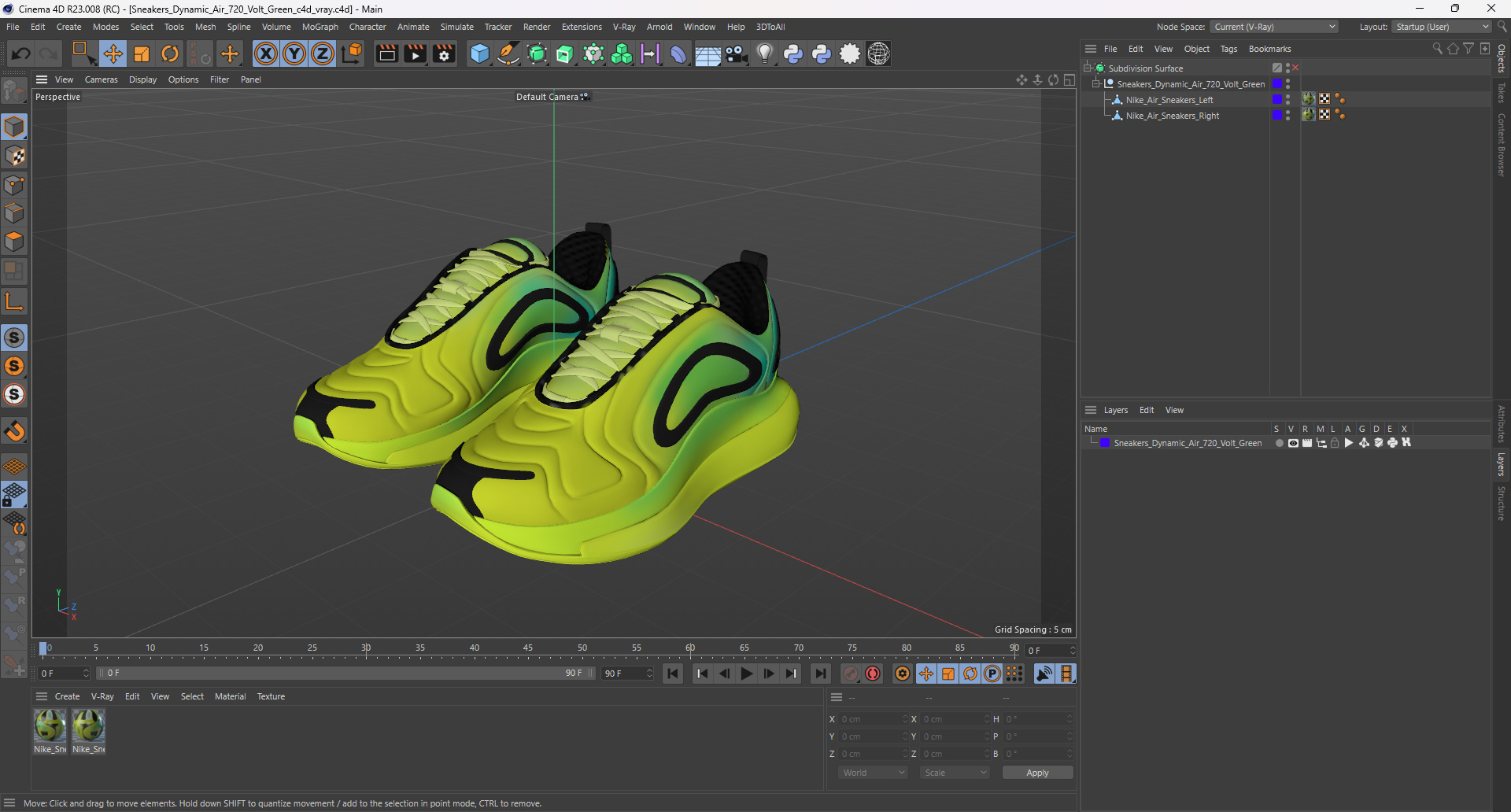 3D model Sneakers Dynamic Air 720 Volt Green