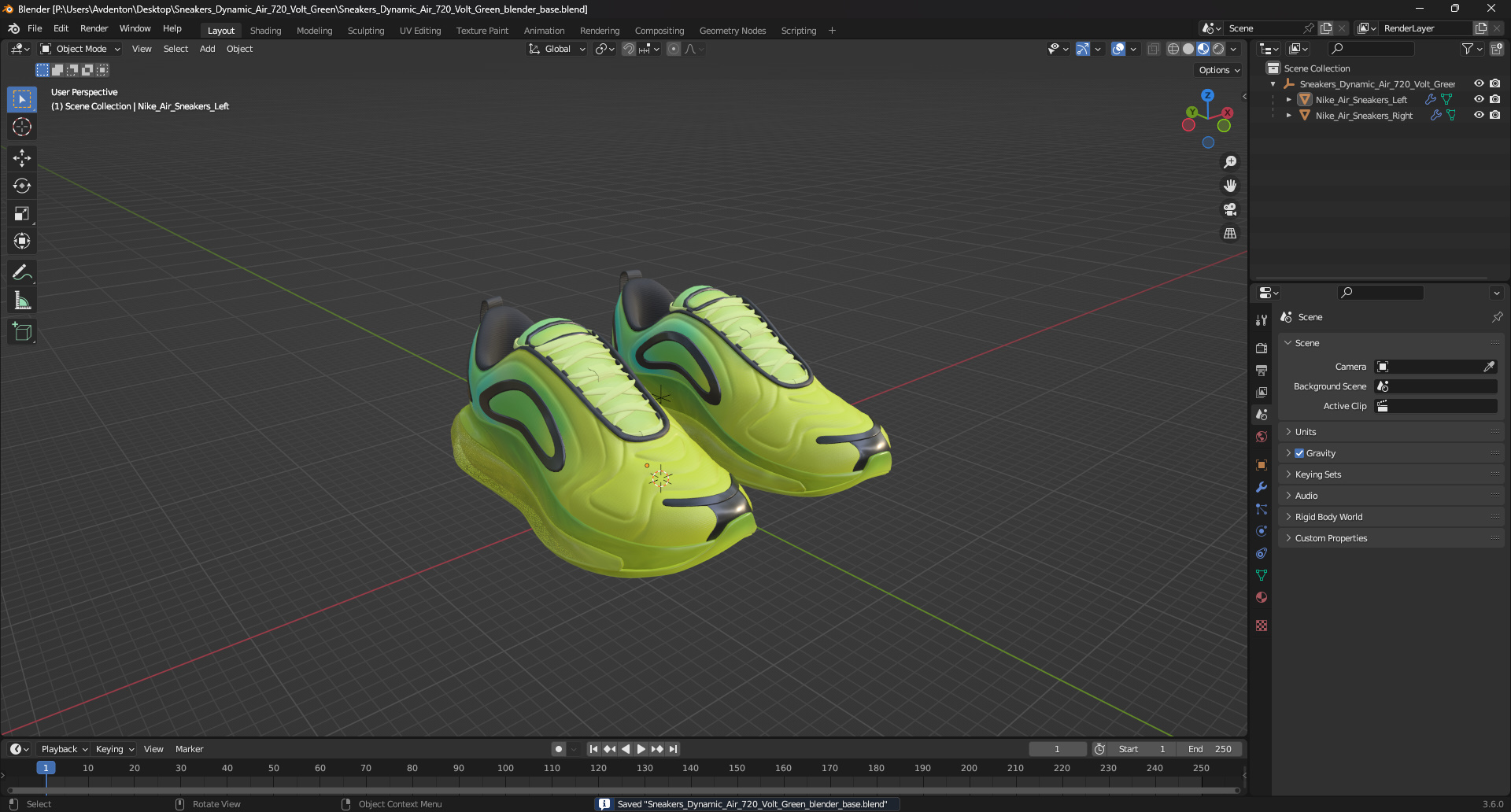 3D model Sneakers Dynamic Air 720 Volt Green