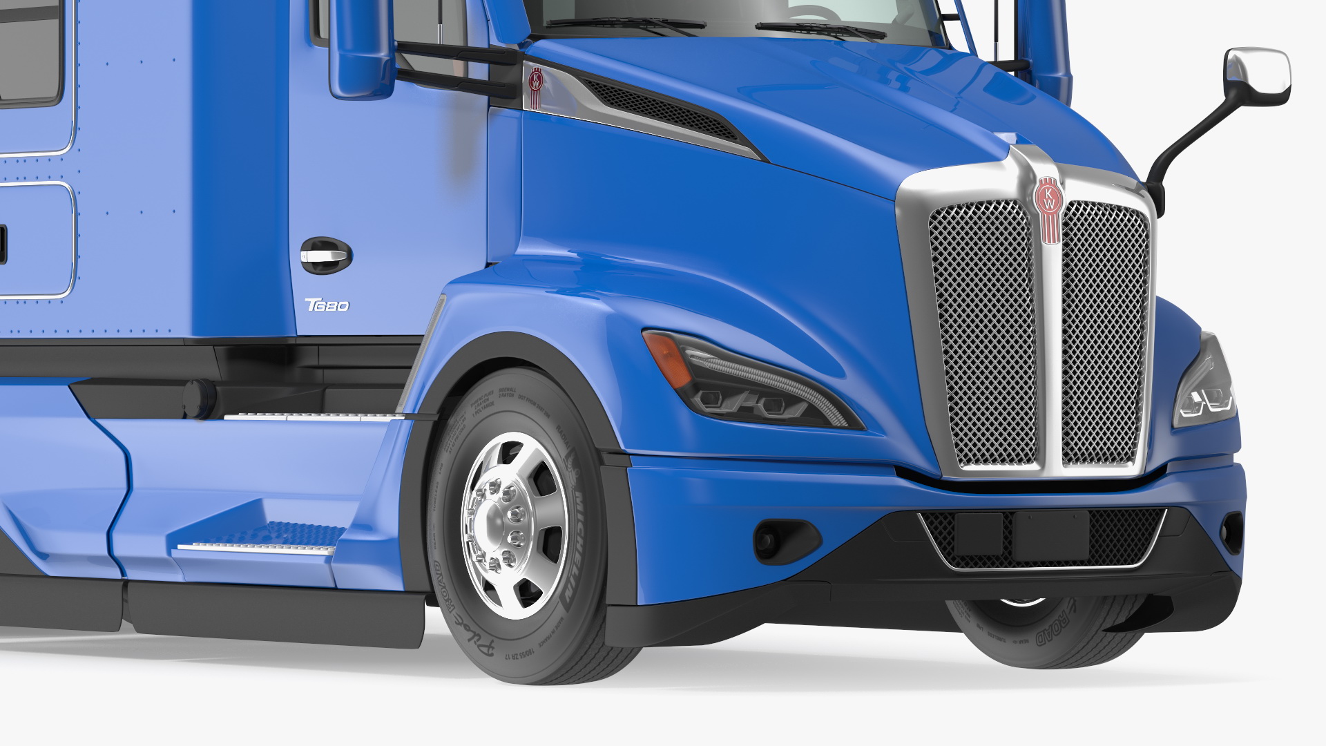 Kenworth Truck with Single Drop Tri Axle Extendable Trailer 3D model
