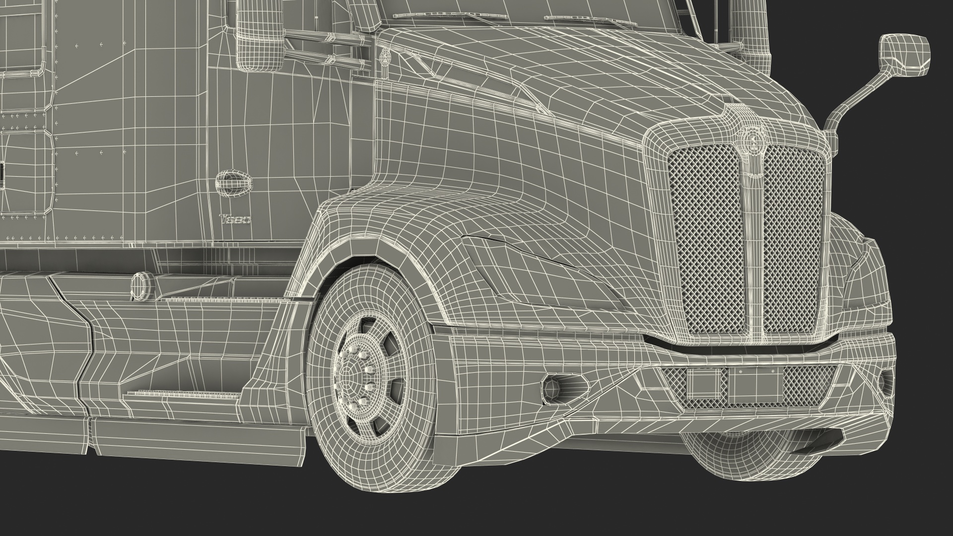 Kenworth Truck with Single Drop Tri Axle Extendable Trailer 3D model