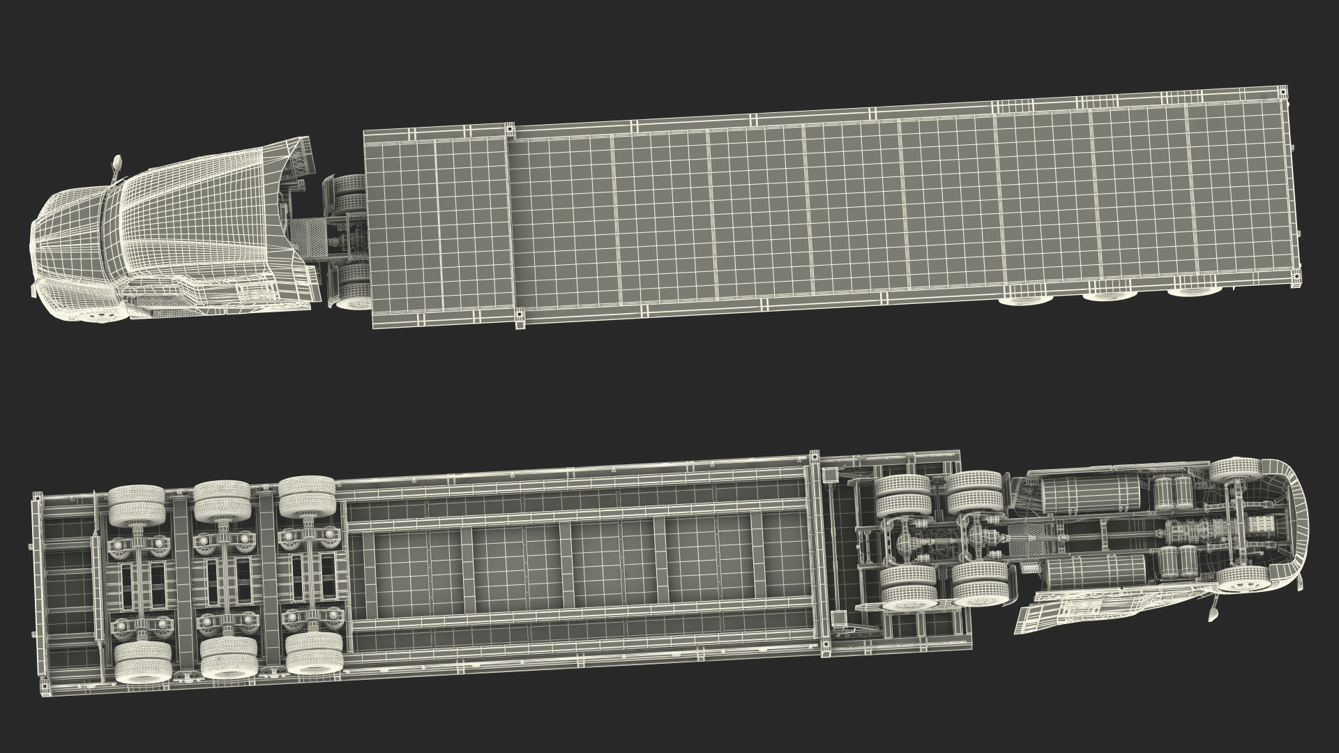 Kenworth Truck with Single Drop Tri Axle Extendable Trailer 3D model