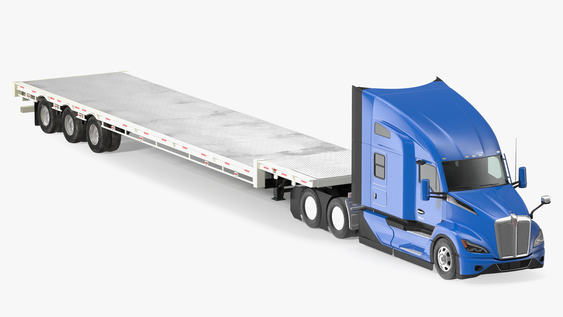 Kenworth Truck with Single Drop Tri Axle Extendable Trailer 3D model