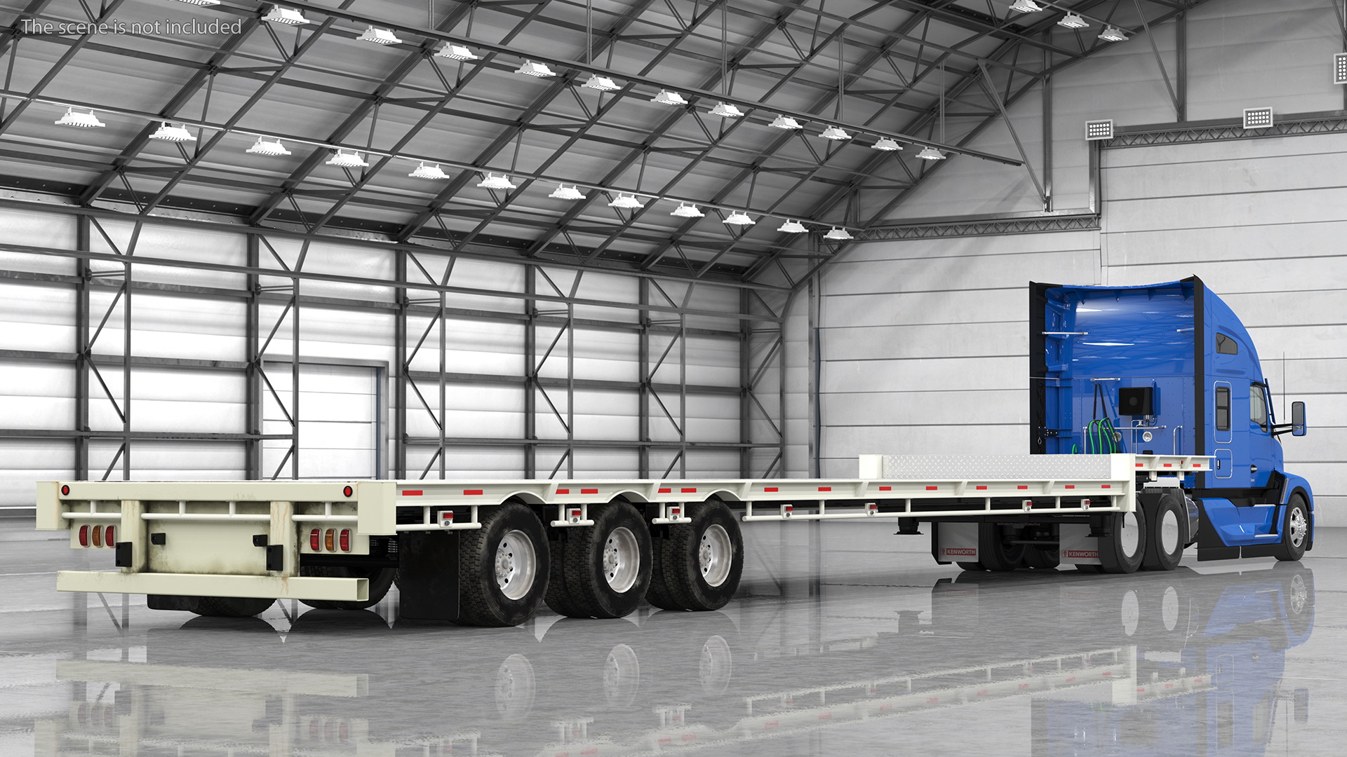 Kenworth Truck with Single Drop Tri Axle Extendable Trailer 3D model