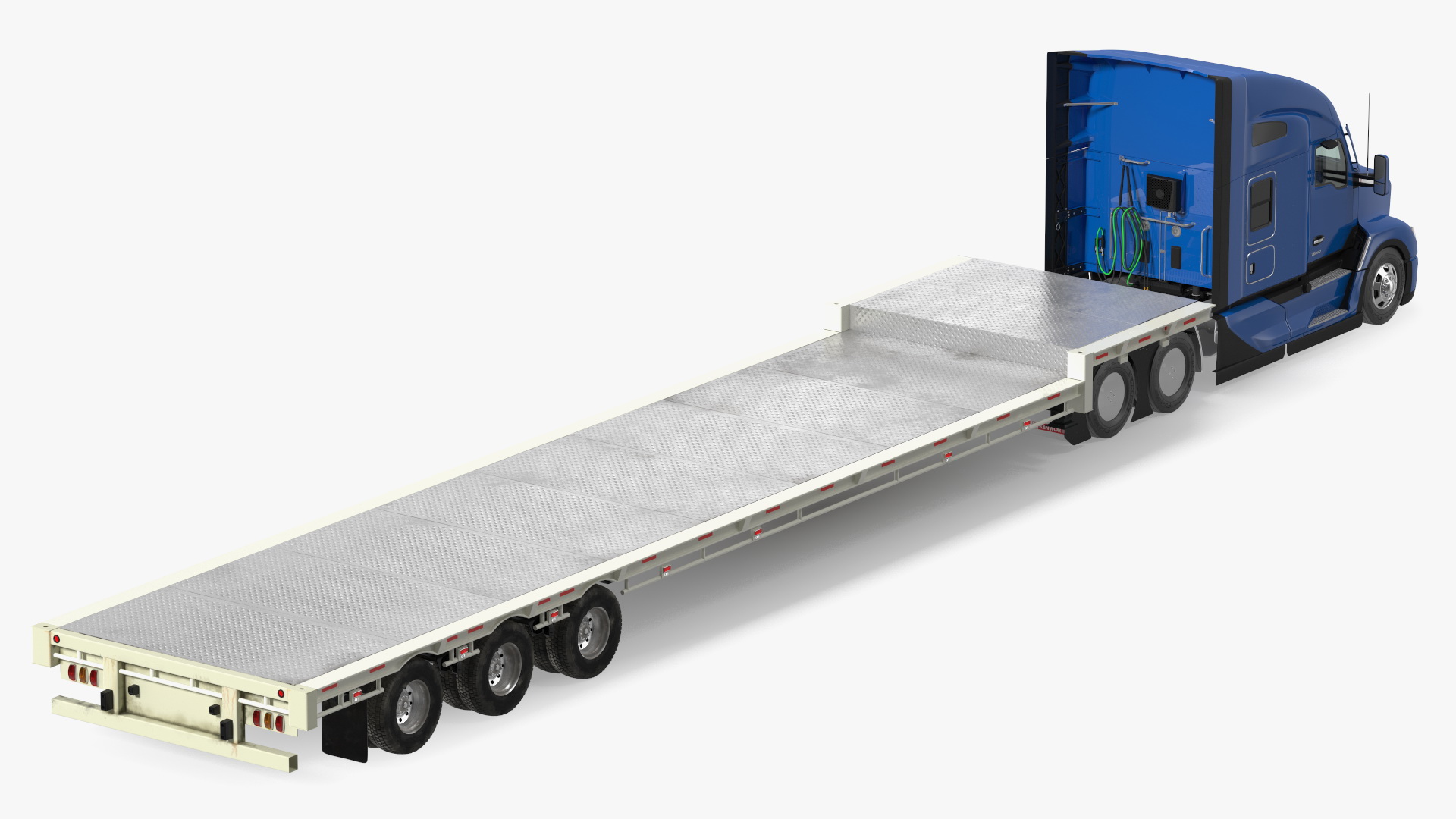 Kenworth Truck with Single Drop Tri Axle Extendable Trailer 3D model