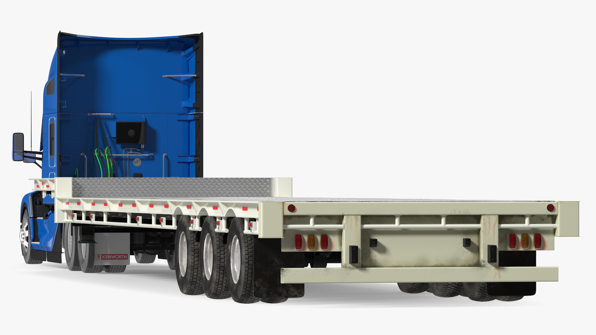 Kenworth Truck with Single Drop Tri Axle Extendable Trailer 3D model