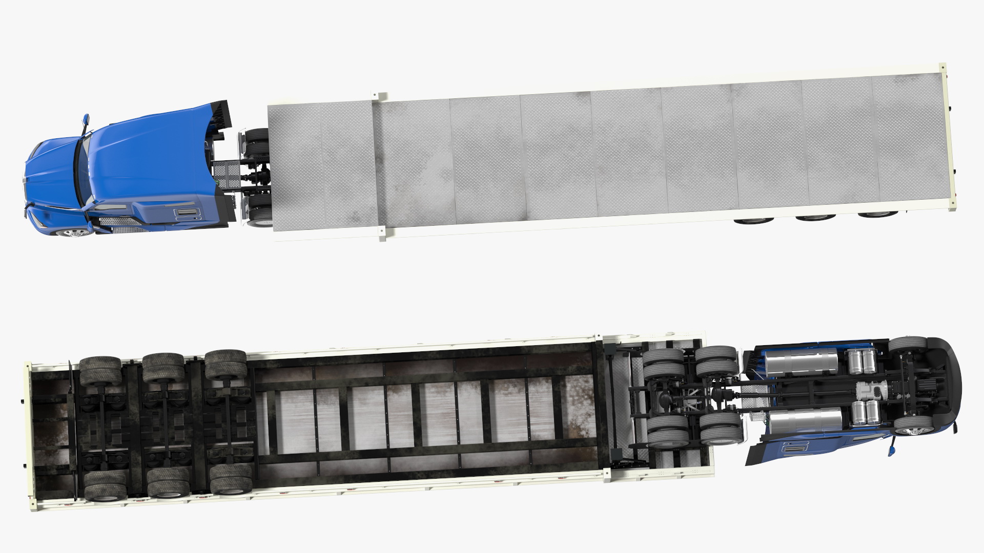 Kenworth Truck with Single Drop Tri Axle Extendable Trailer 3D model