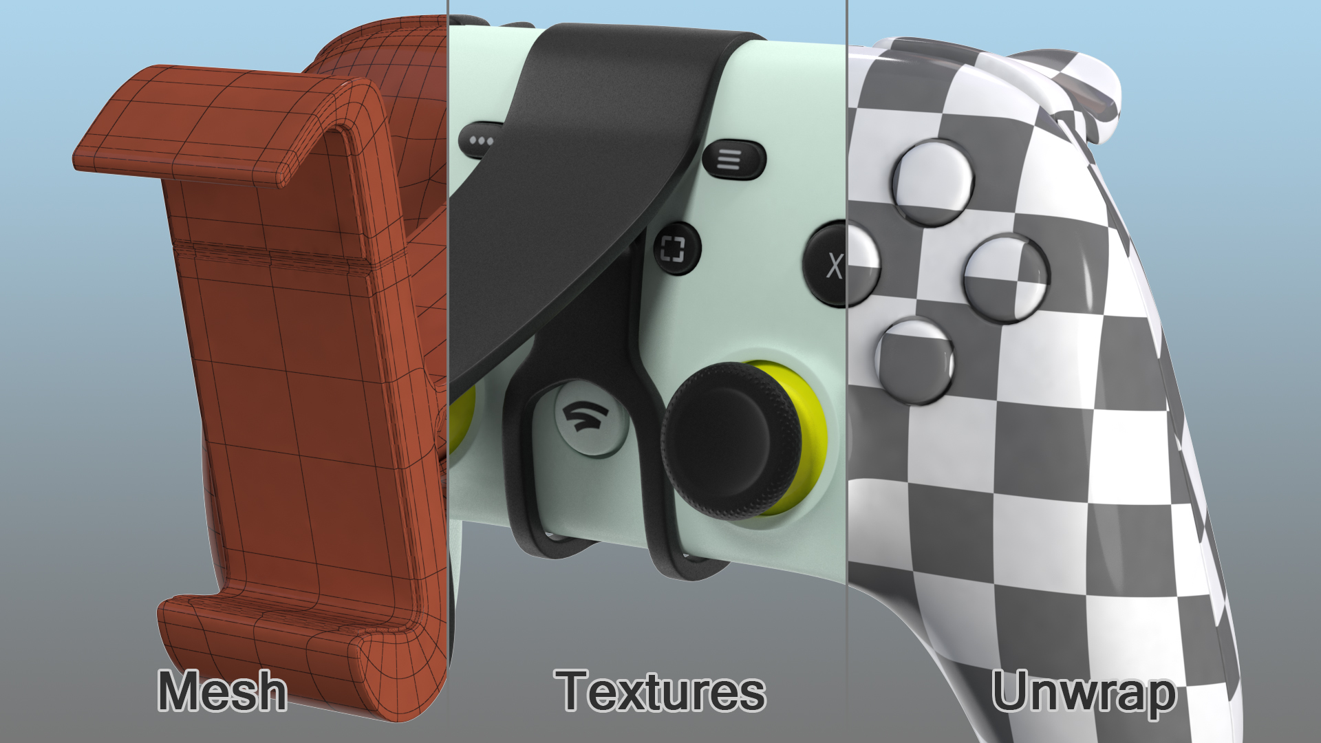 Google Stadia Controller with Phone Mount Wasabi Color 3D model