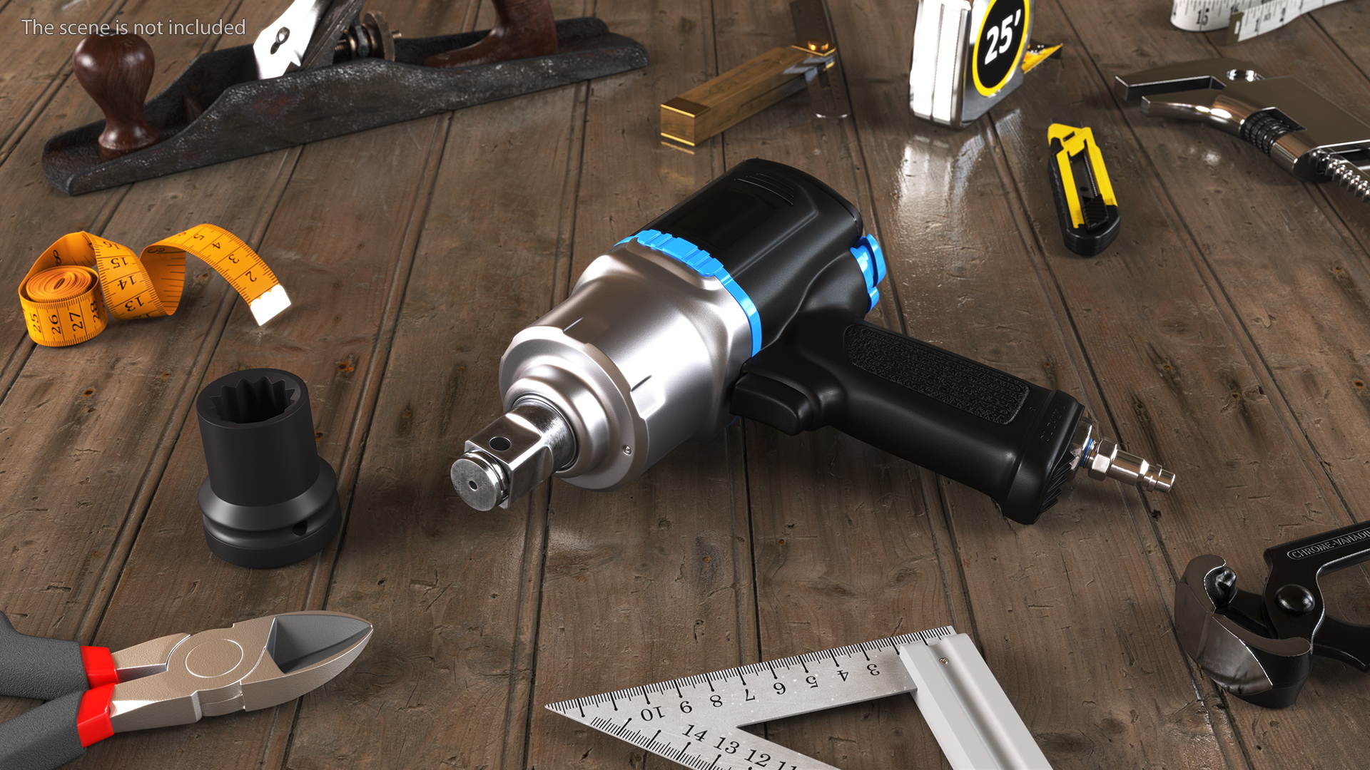 Air Impact Wrench with Wrench Head 3D model