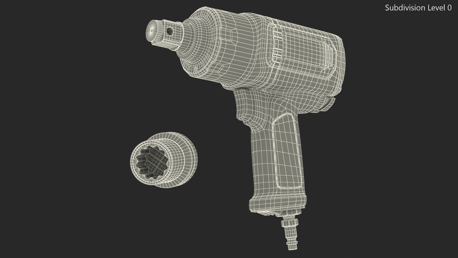 Air Impact Wrench with Wrench Head 3D model