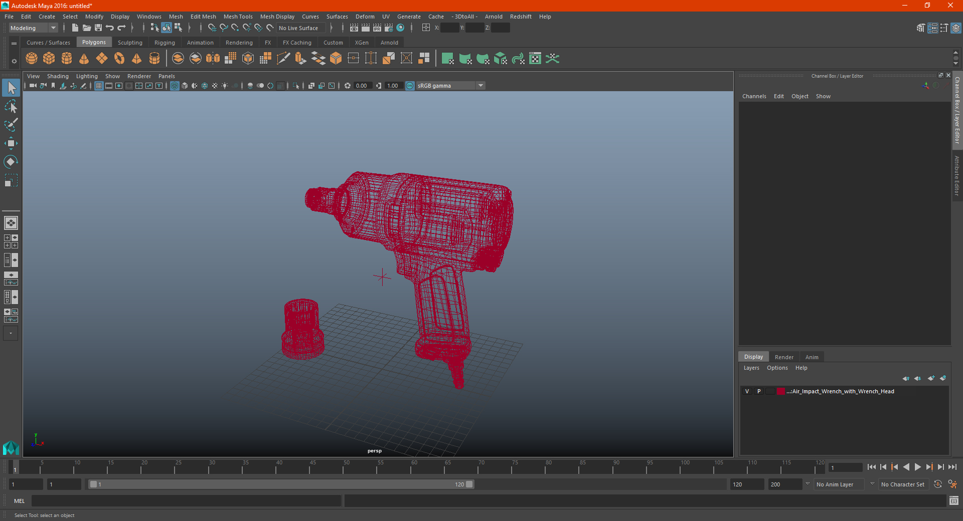 Air Impact Wrench with Wrench Head 3D model