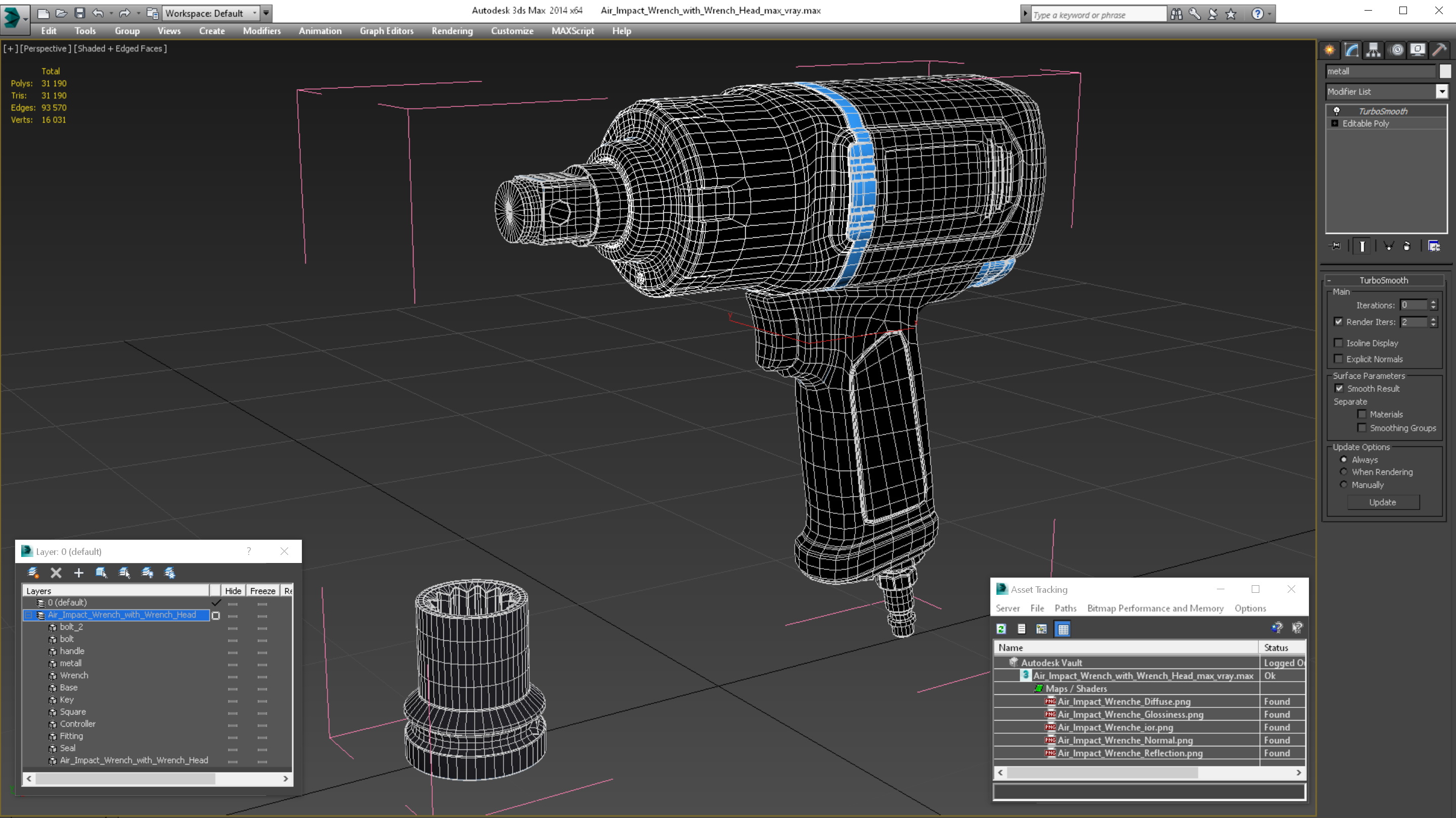 Air Impact Wrench with Wrench Head 3D model