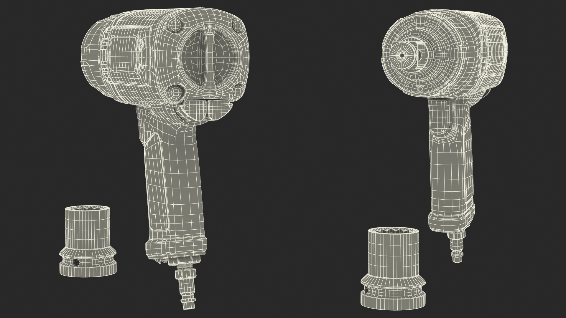 Air Impact Wrench with Wrench Head 3D model