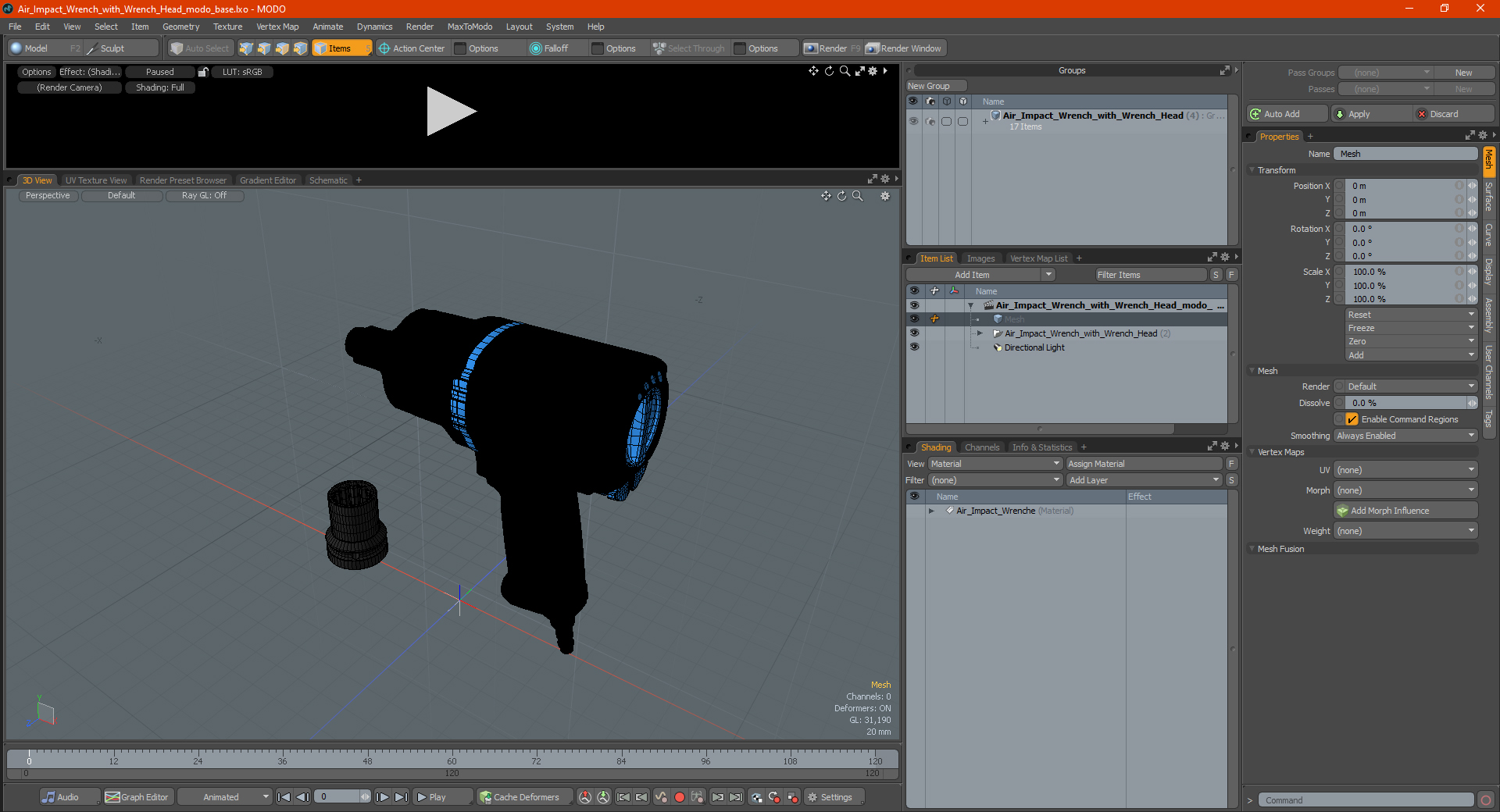 Air Impact Wrench with Wrench Head 3D model