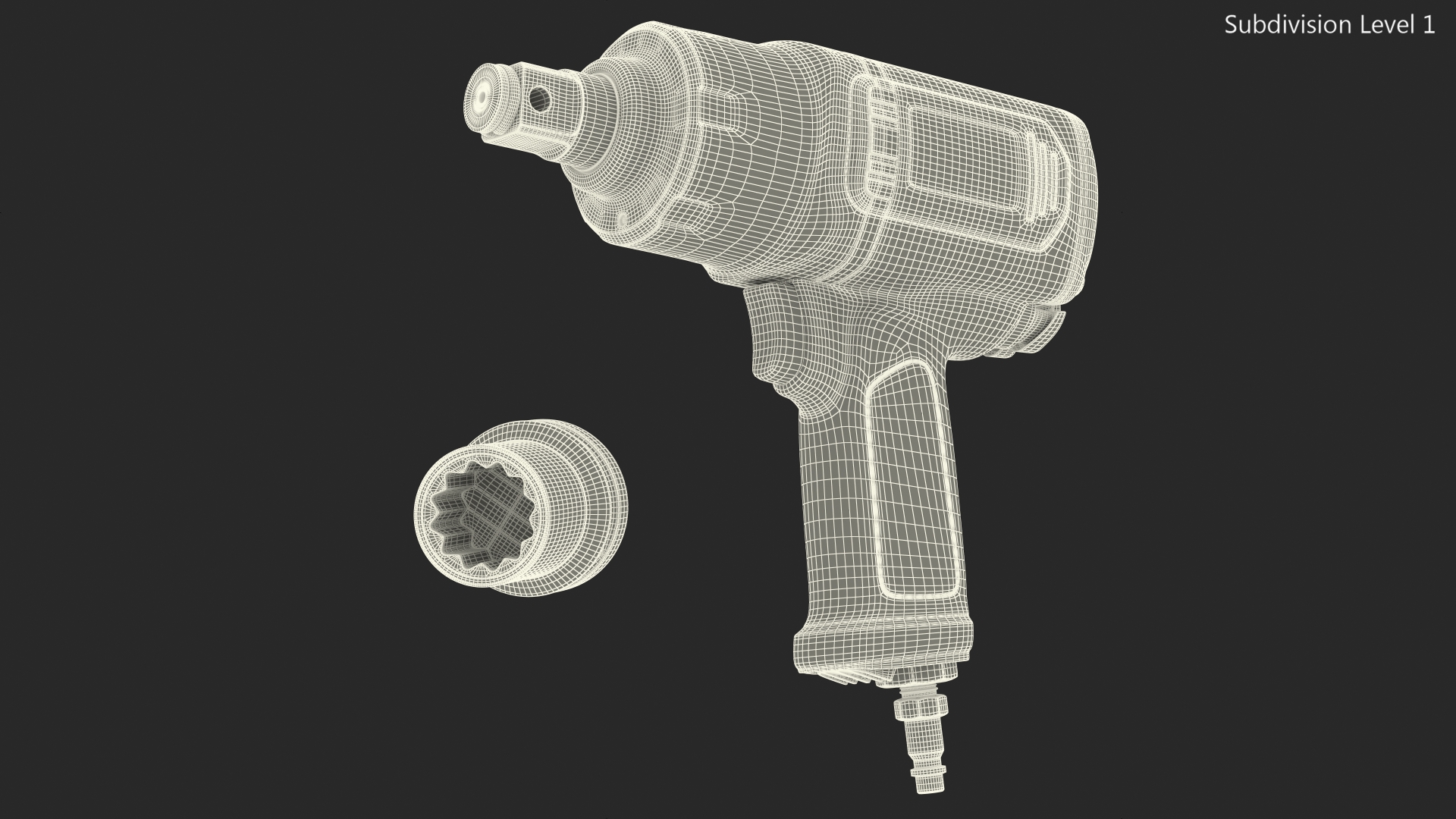 Air Impact Wrench with Wrench Head 3D model