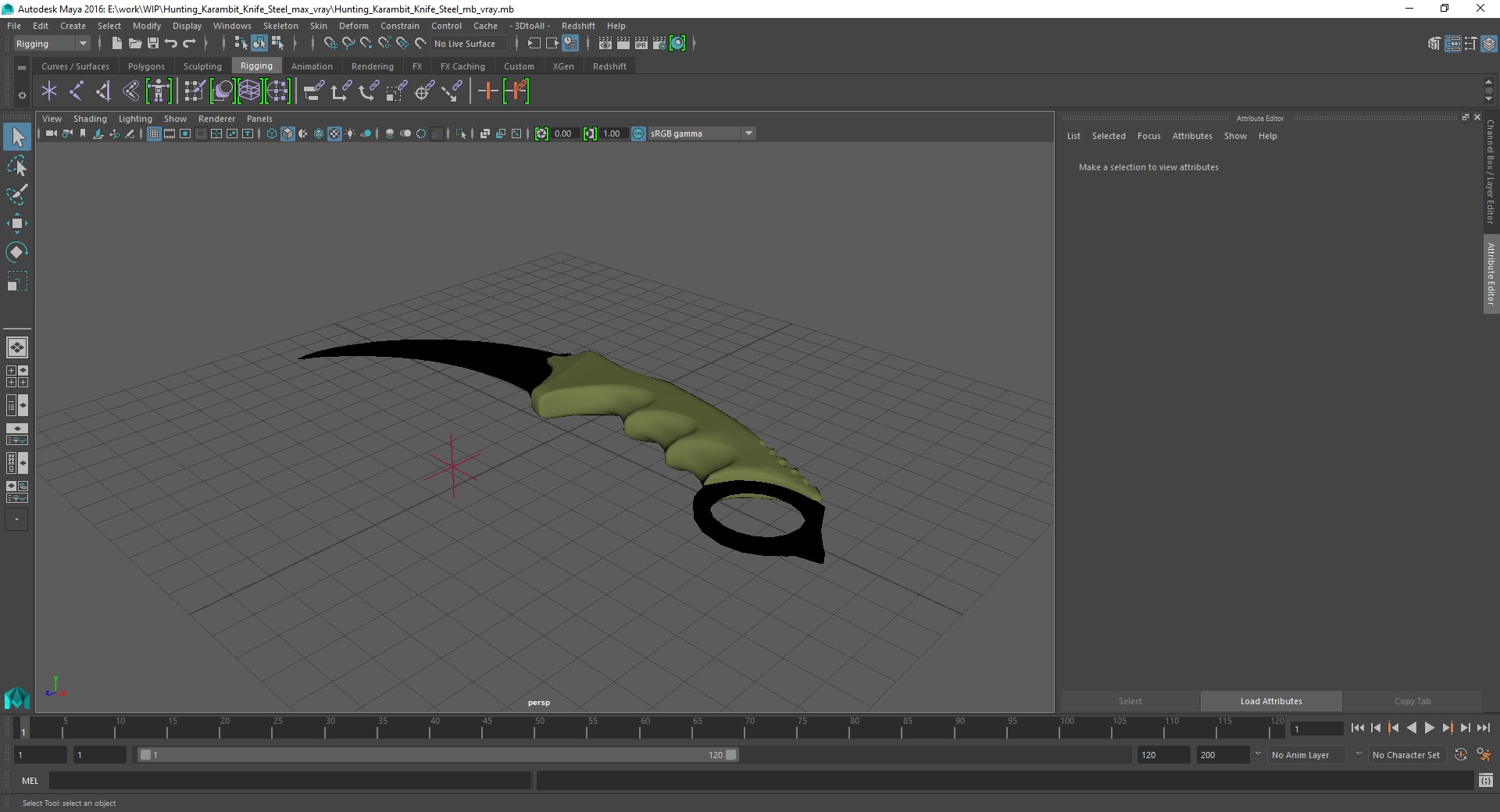 3D Hunting Karambit Knife Steel model