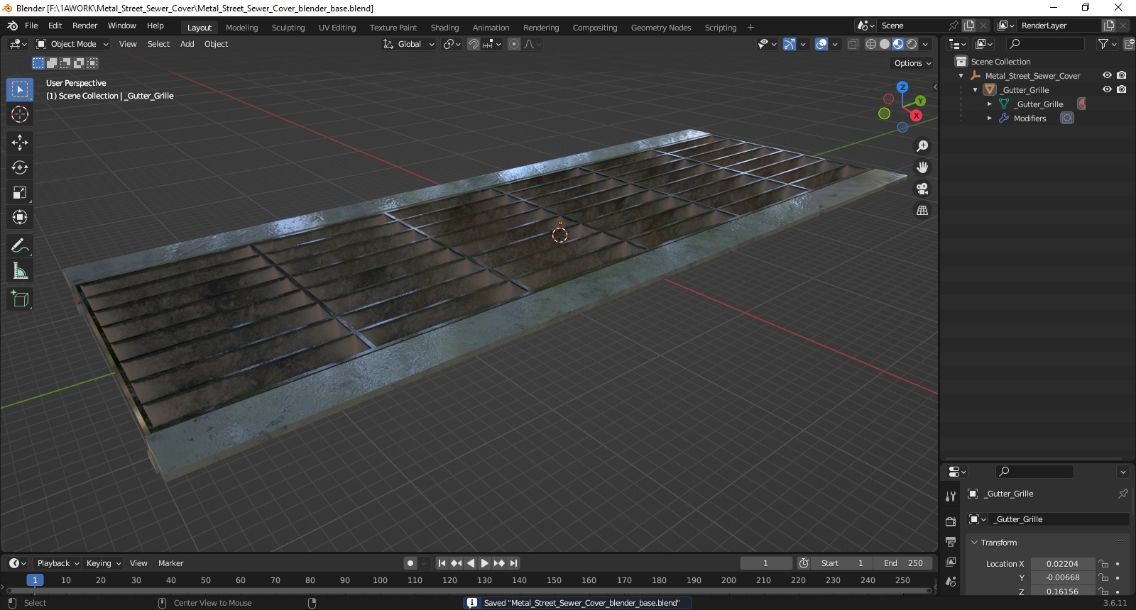 Metal Street Sewer Cover 3D model