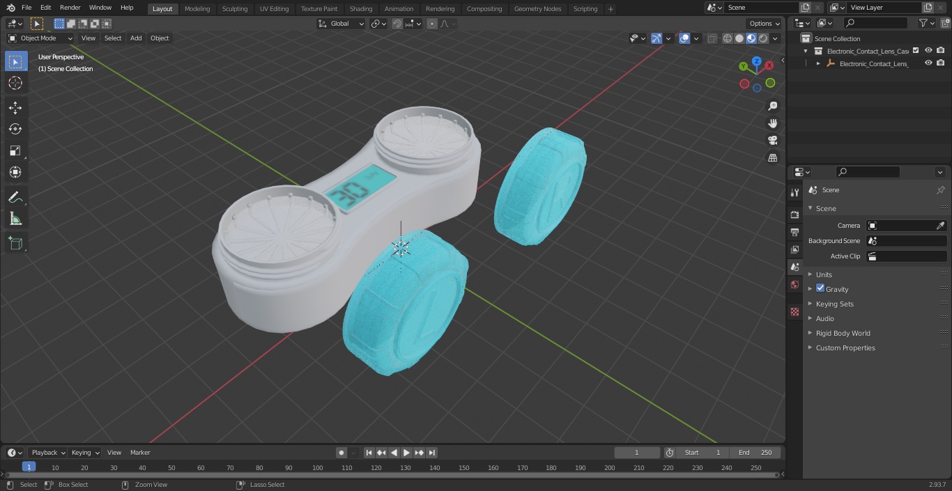 3D Electronic Contact Lens Case Blue model