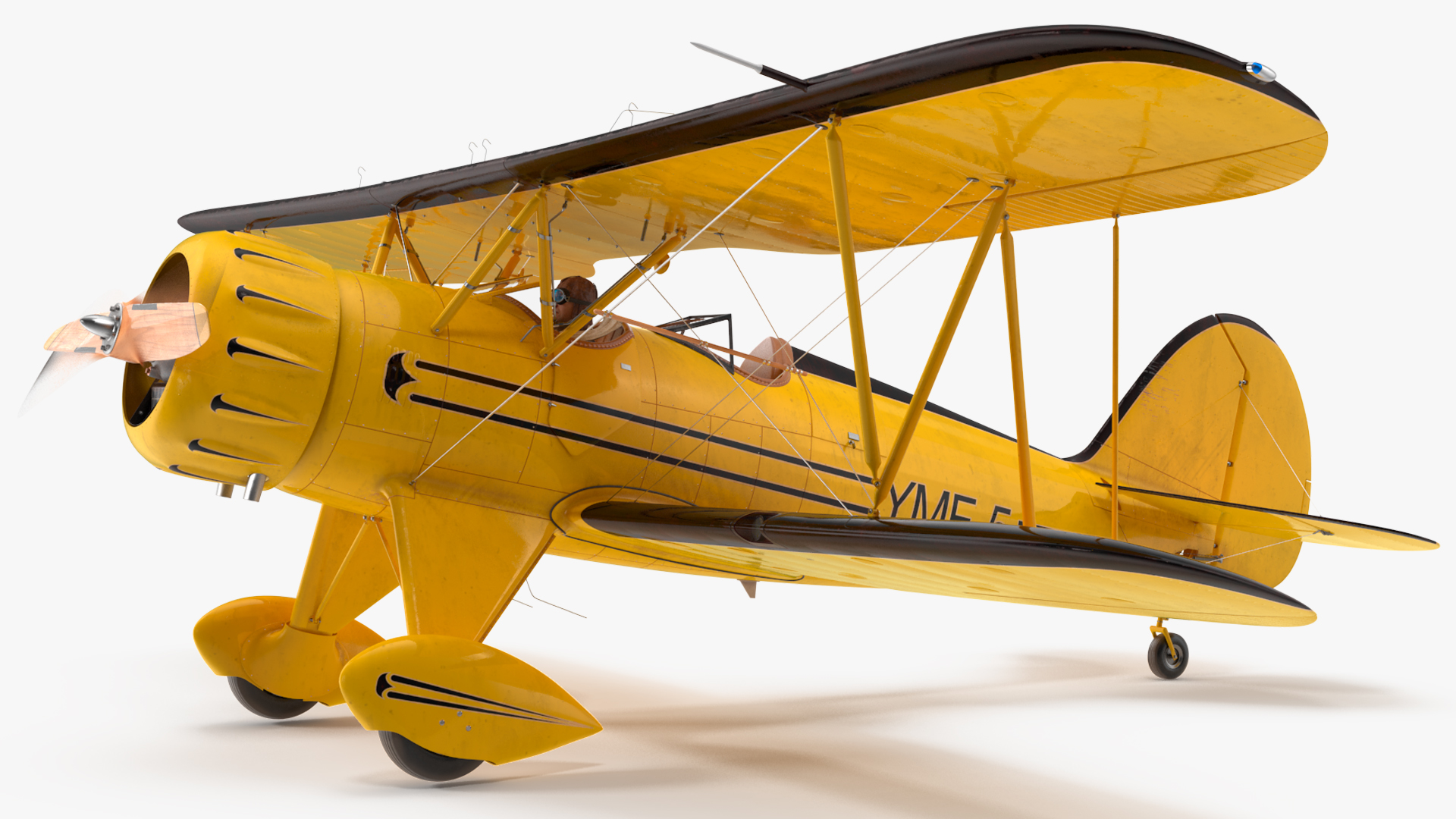 3D Vintage Biplane with Pilot