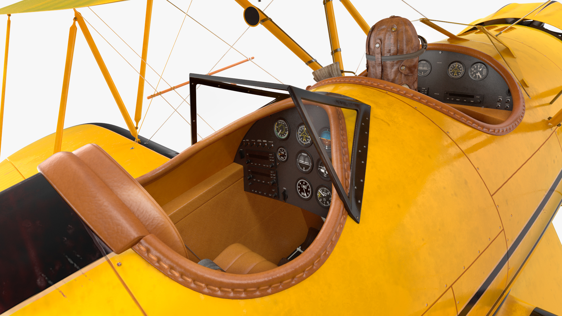 3D Vintage Biplane with Pilot