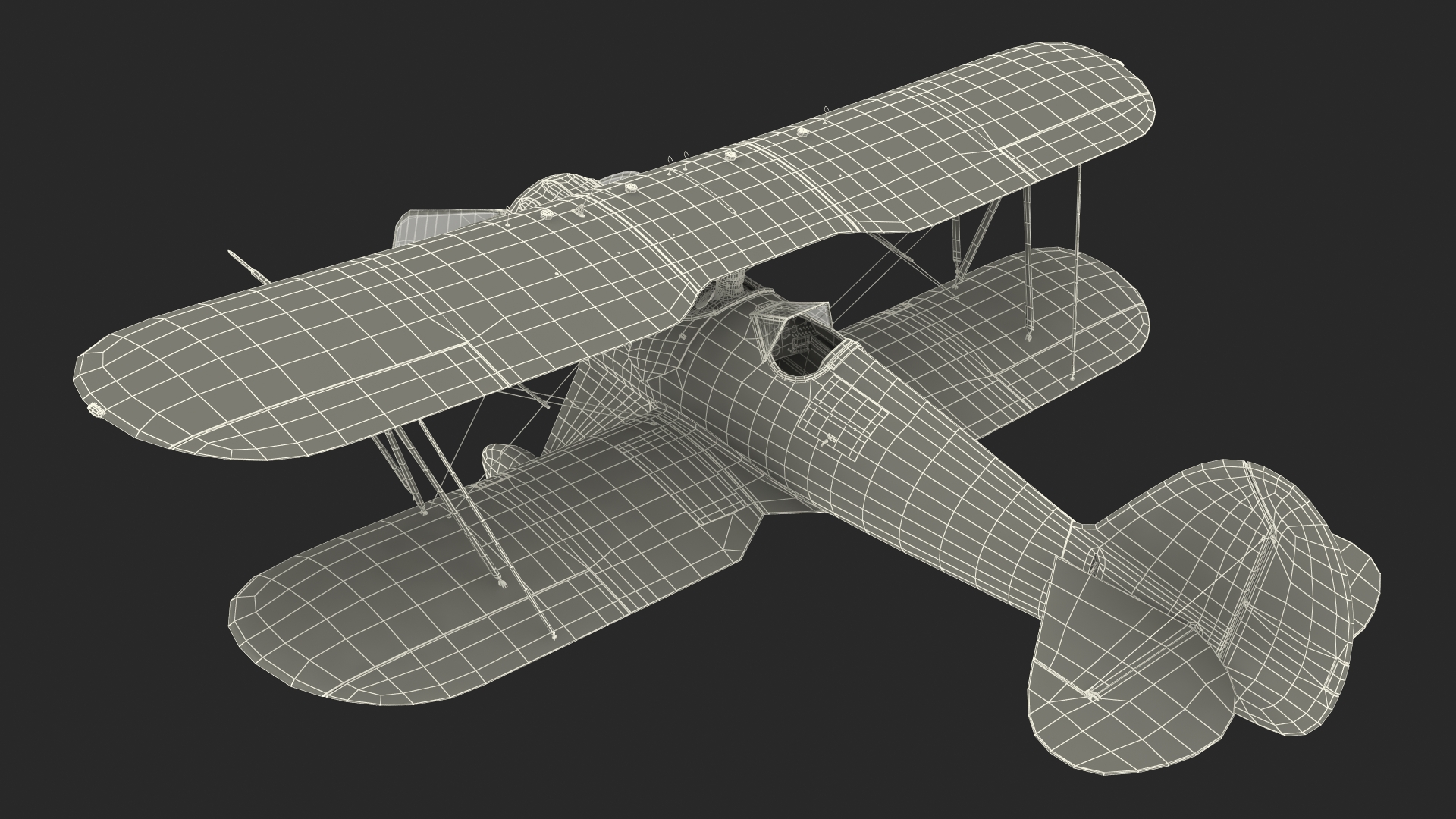 3D Vintage Biplane with Pilot
