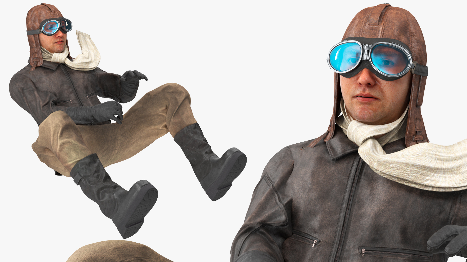 3D Vintage Biplane with Pilot