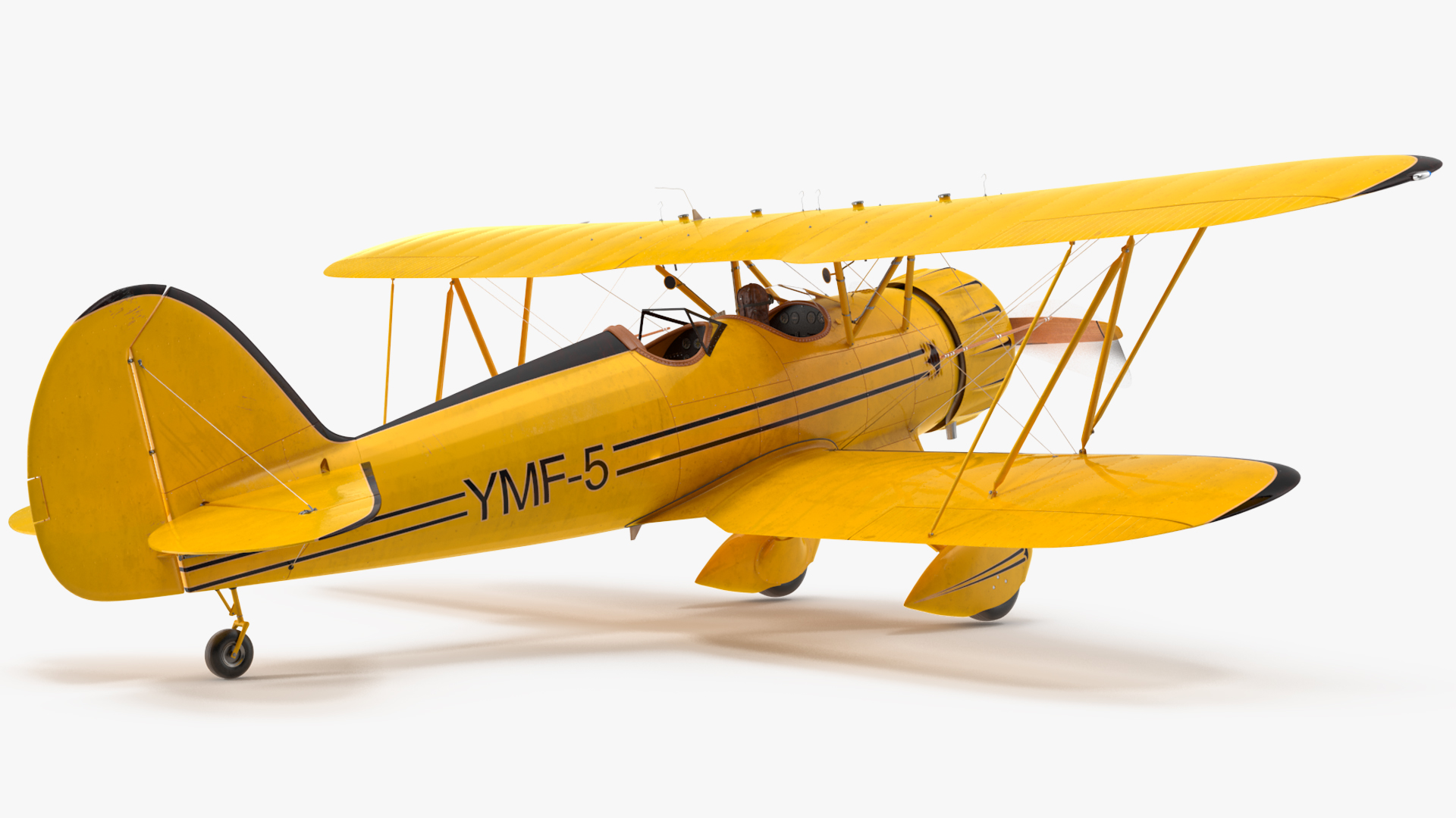 3D Vintage Biplane with Pilot