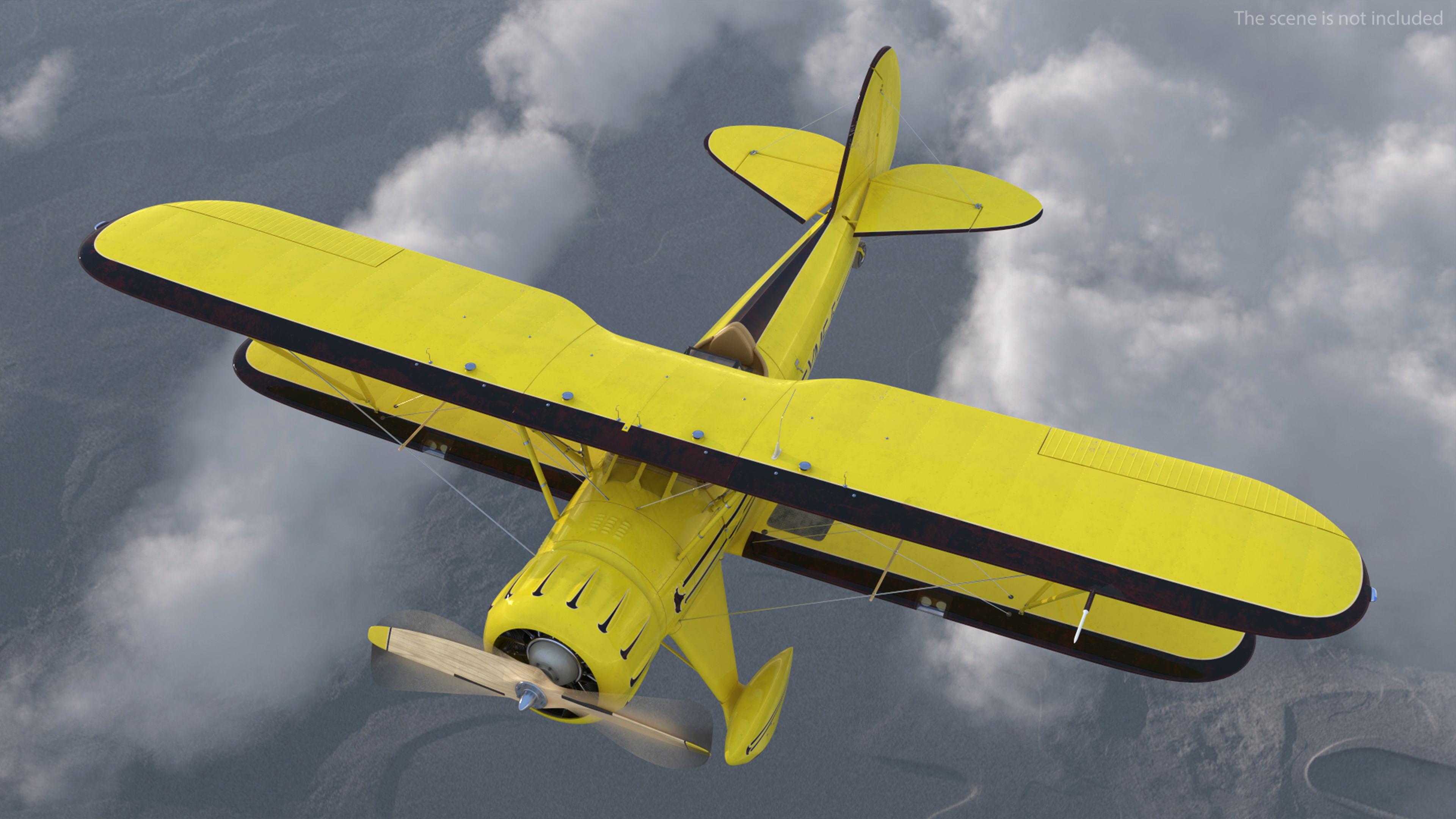 3D Vintage Biplane with Pilot