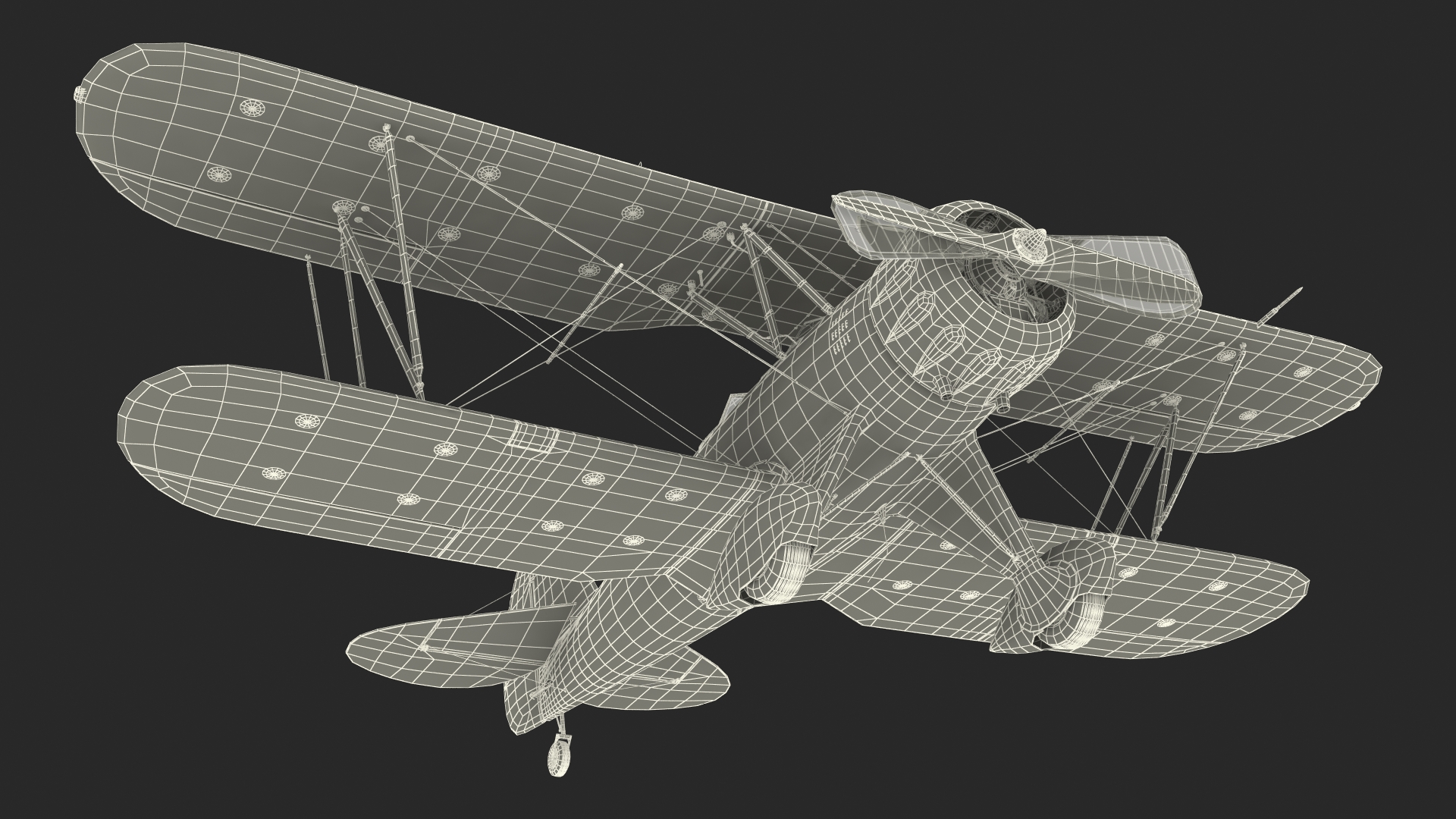 3D Vintage Biplane with Pilot