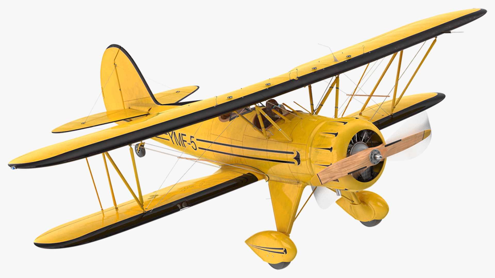 3D Vintage Biplane with Pilot