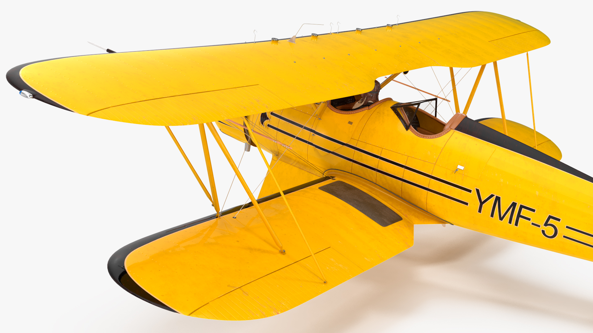 3D Vintage Biplane with Pilot