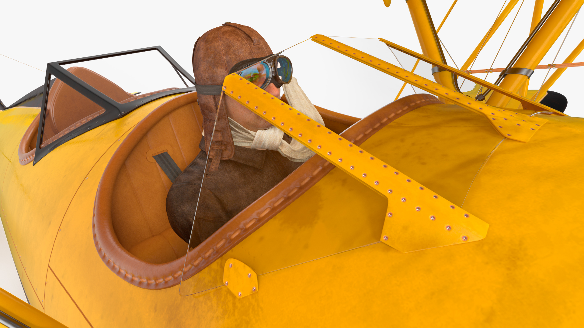 3D Vintage Biplane with Pilot