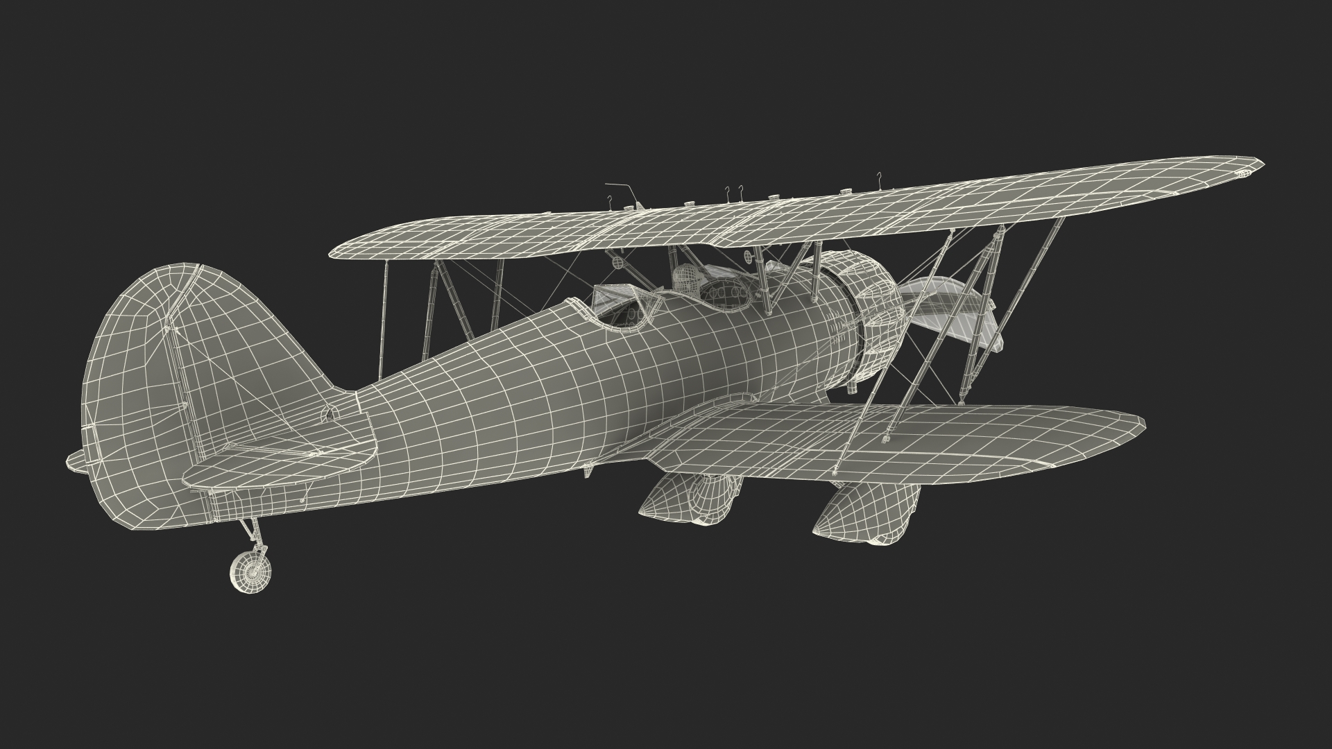3D Vintage Biplane with Pilot
