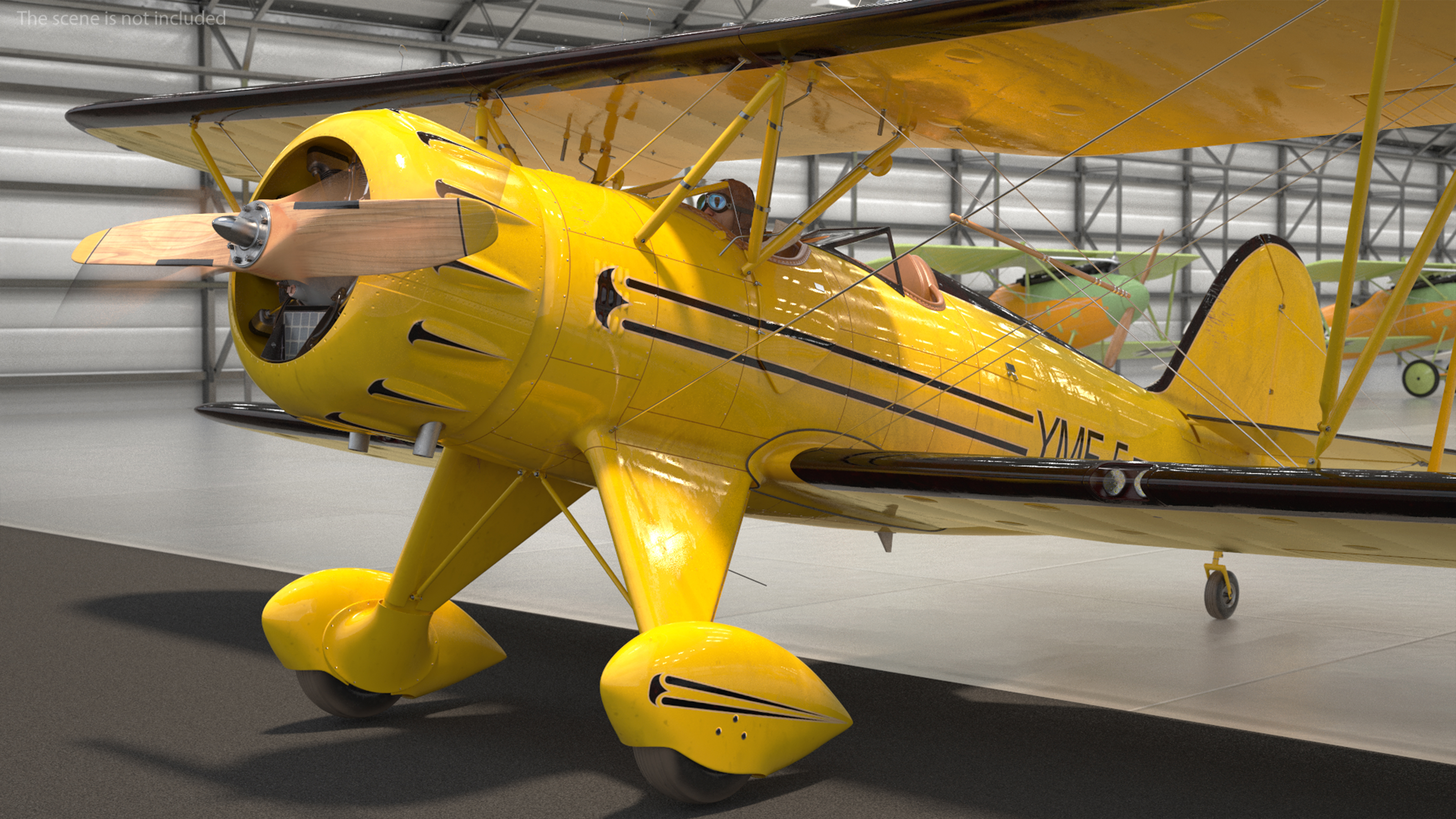 3D Vintage Biplane with Pilot
