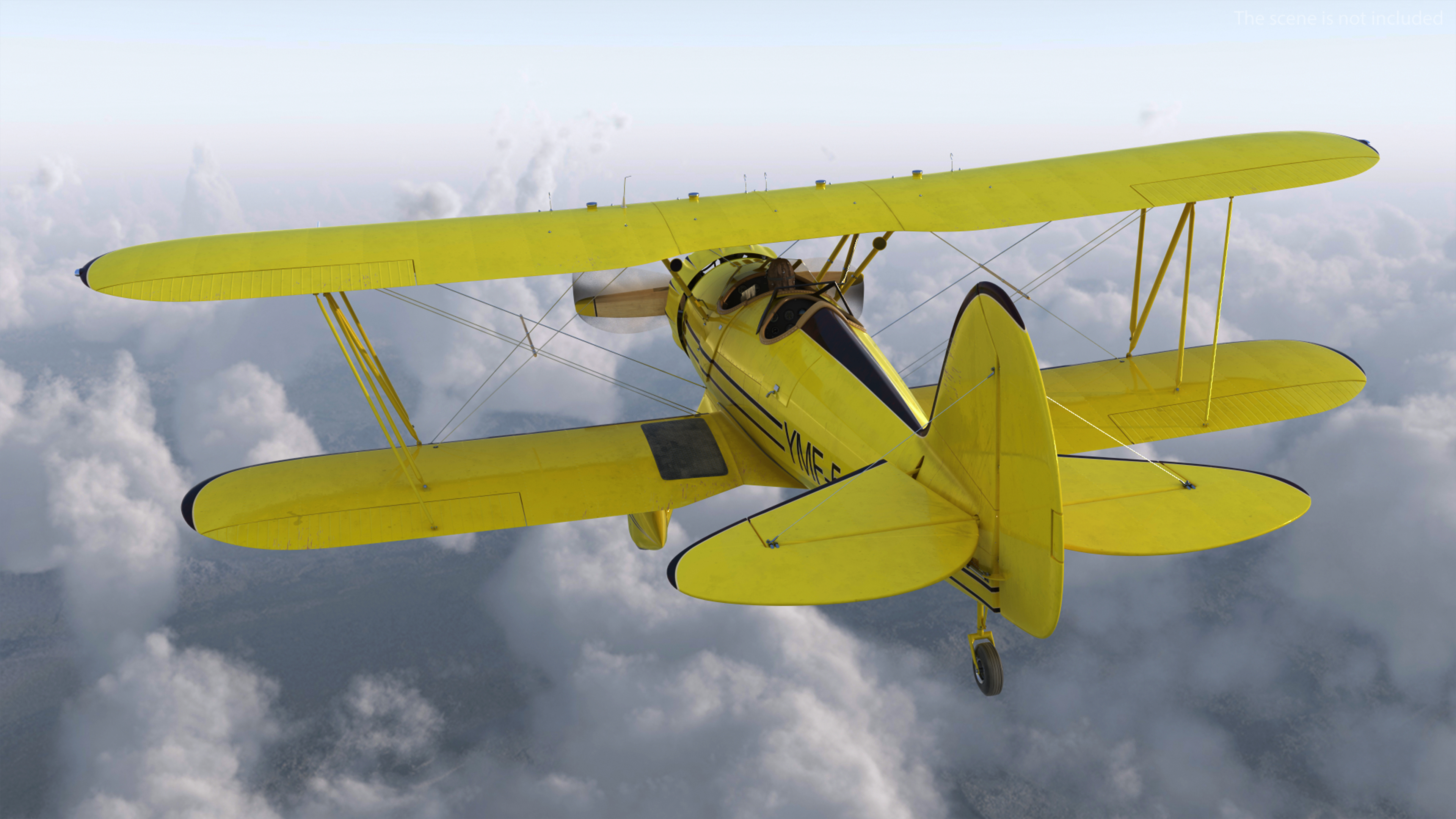3D Vintage Biplane with Pilot