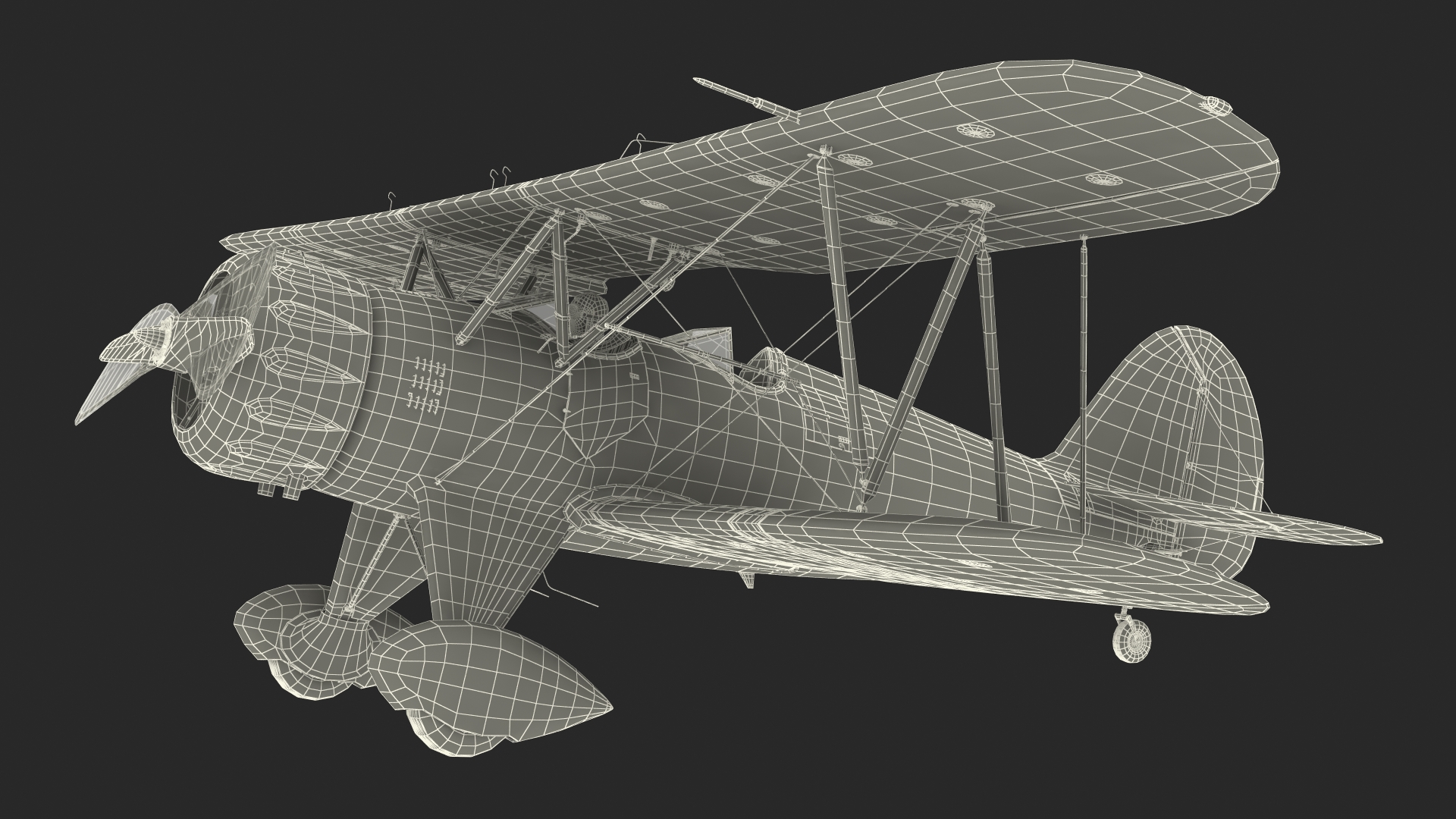 3D Vintage Biplane with Pilot