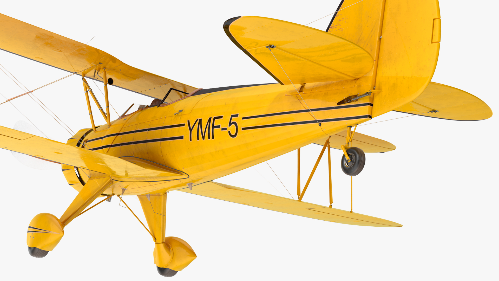 3D Vintage Biplane with Pilot