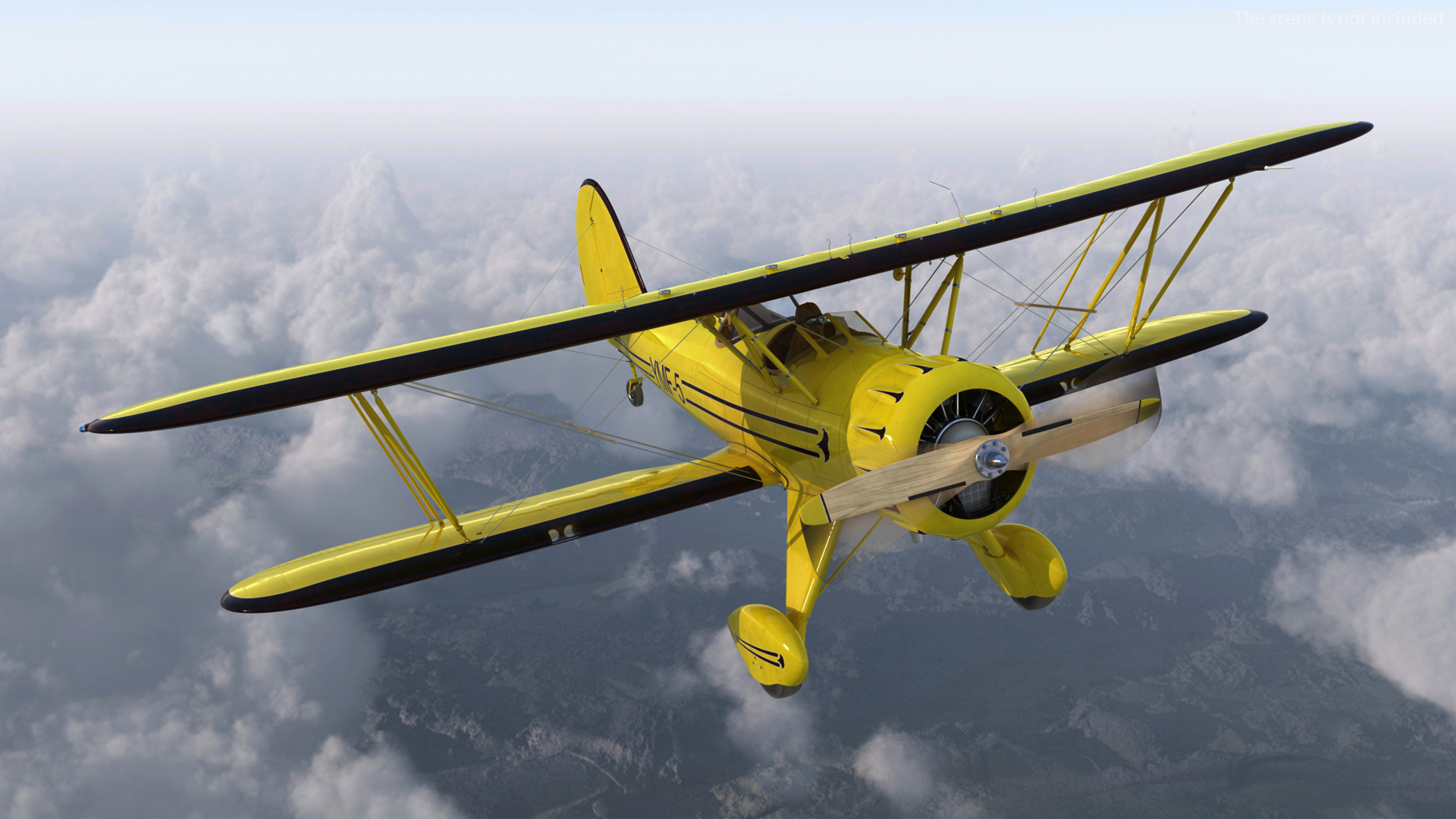 3D Vintage Biplane with Pilot