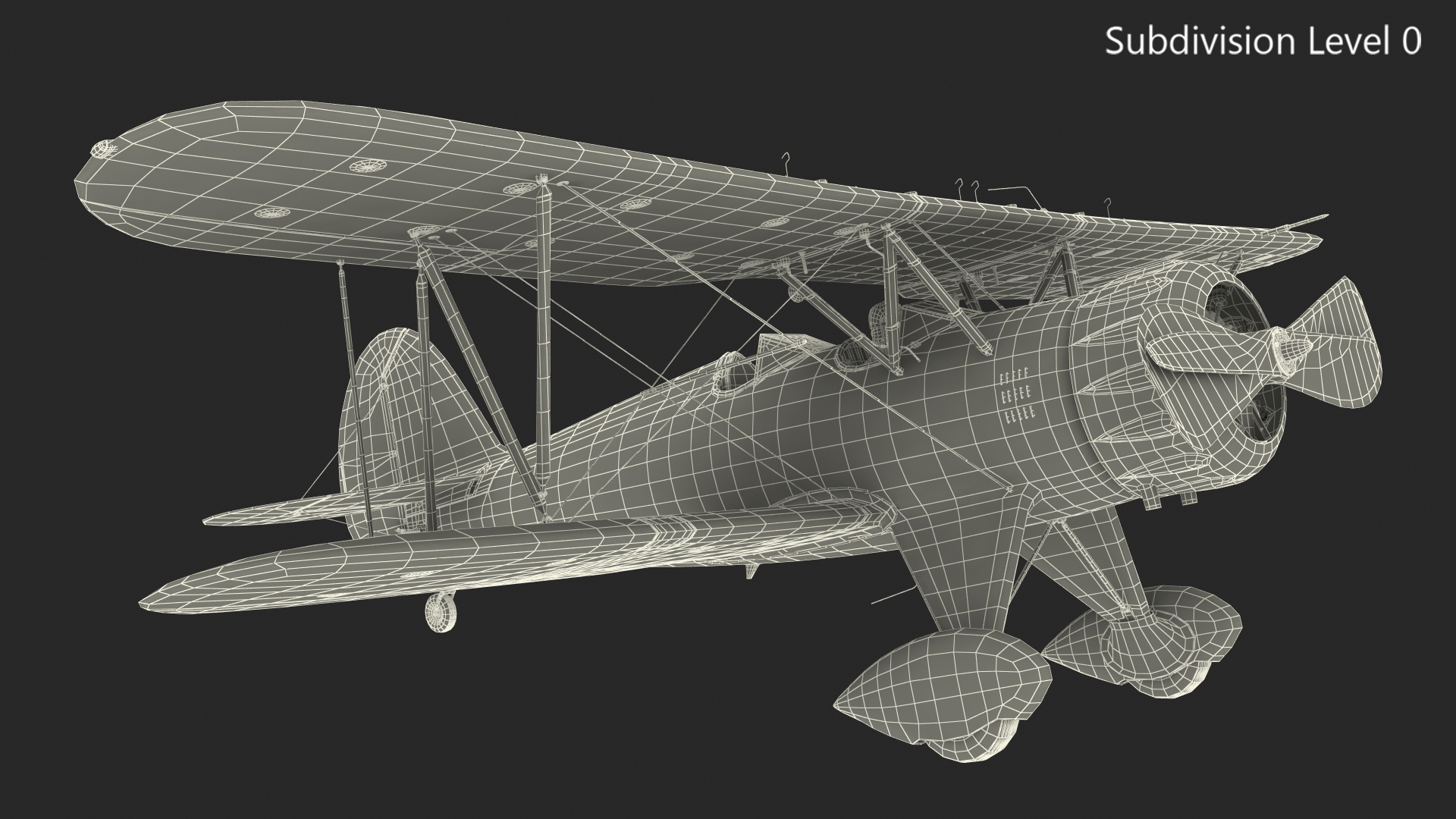 3D Vintage Biplane with Pilot