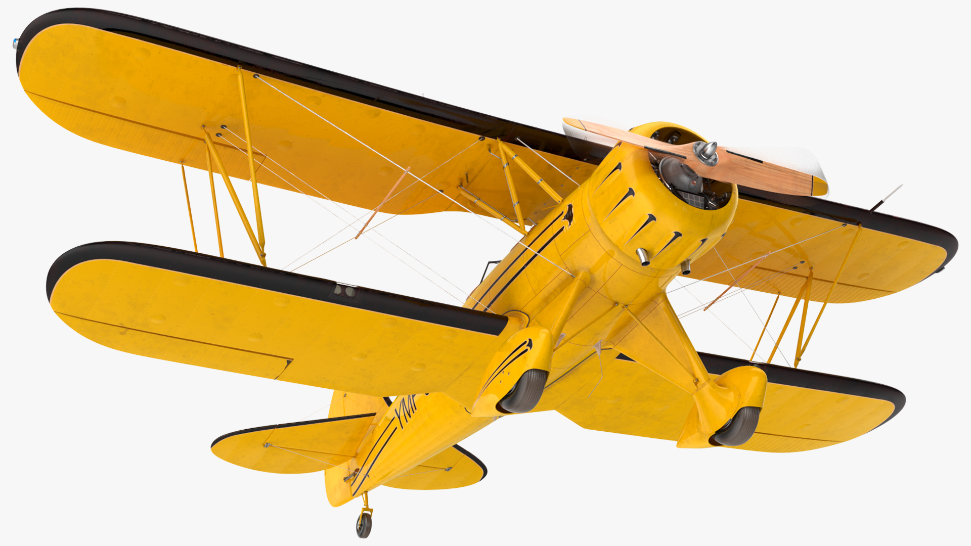 3D Vintage Biplane with Pilot