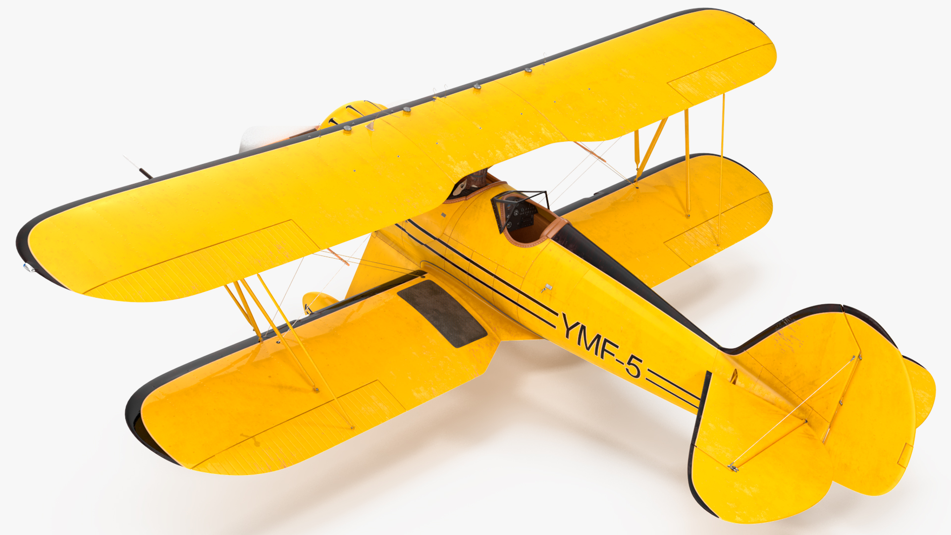 3D Vintage Biplane with Pilot