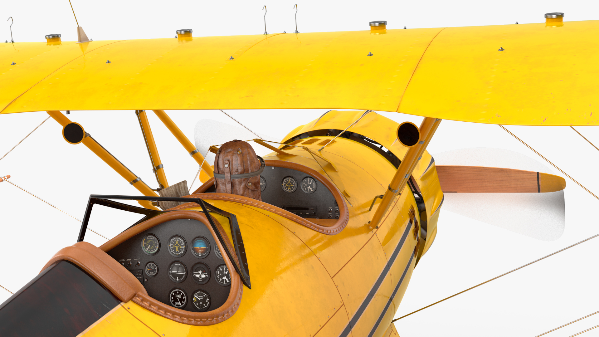 3D Vintage Biplane with Pilot