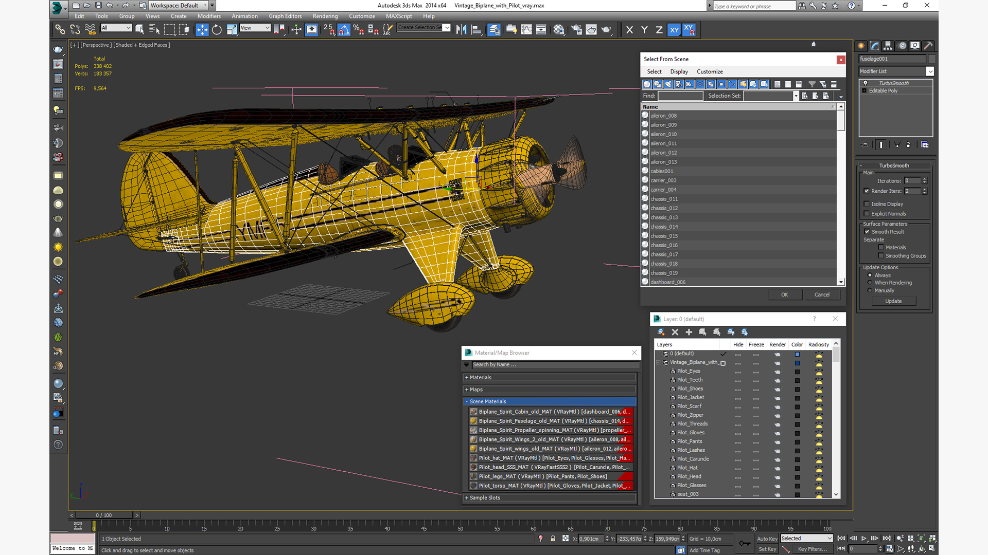 3D Vintage Biplane with Pilot