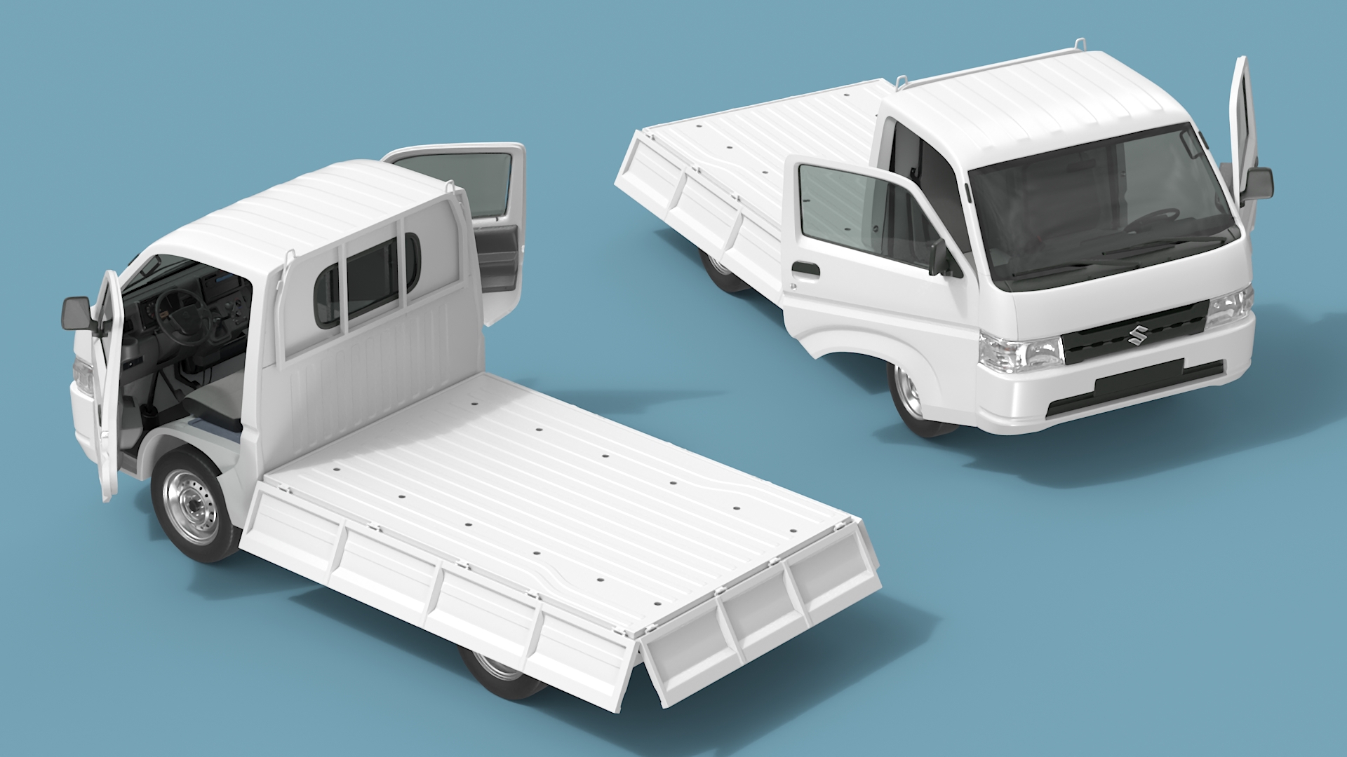 3D Suzuki Carry Truck White Rigged