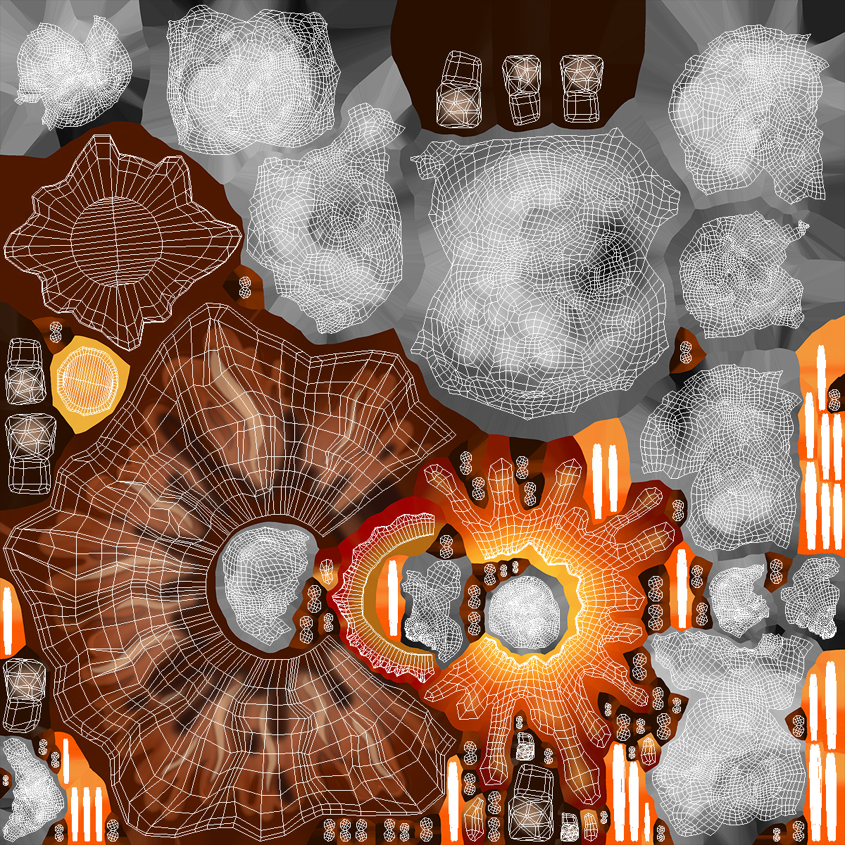 3D Brown Stylized Erupting Volcano with Lava and Smoke