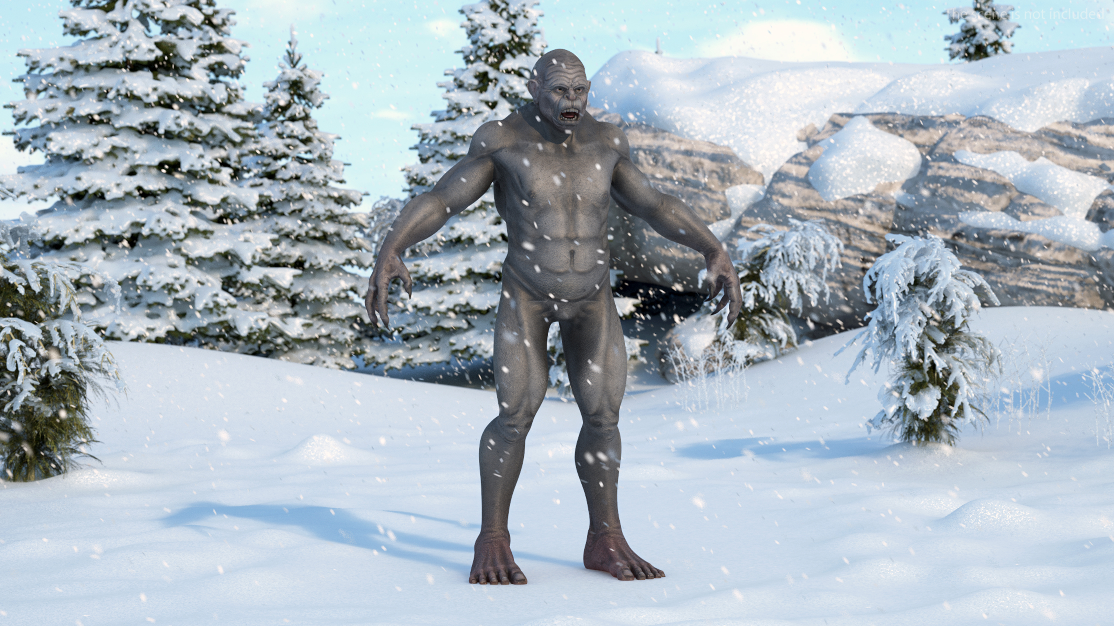 3D Grey Monster Rigged for Cinema 4D model