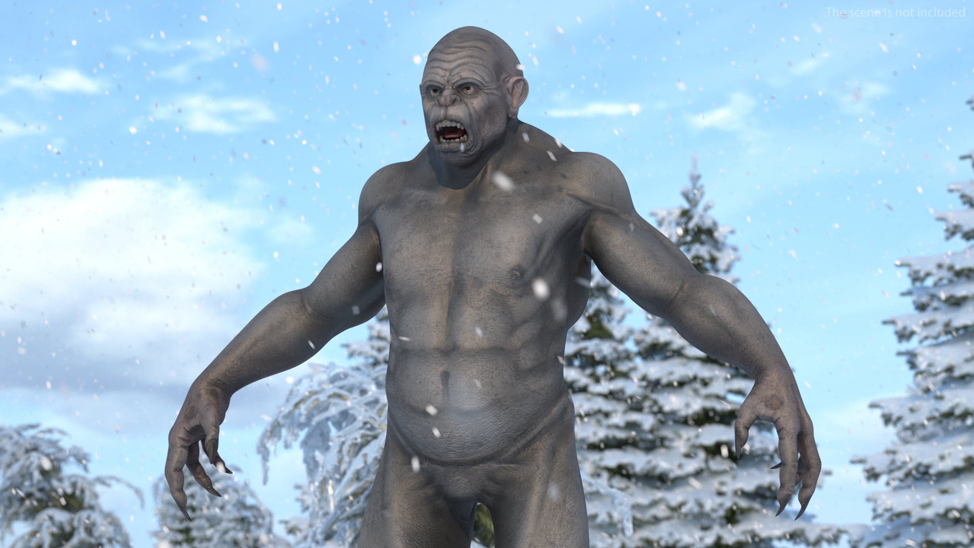 3D Grey Monster Rigged for Cinema 4D model