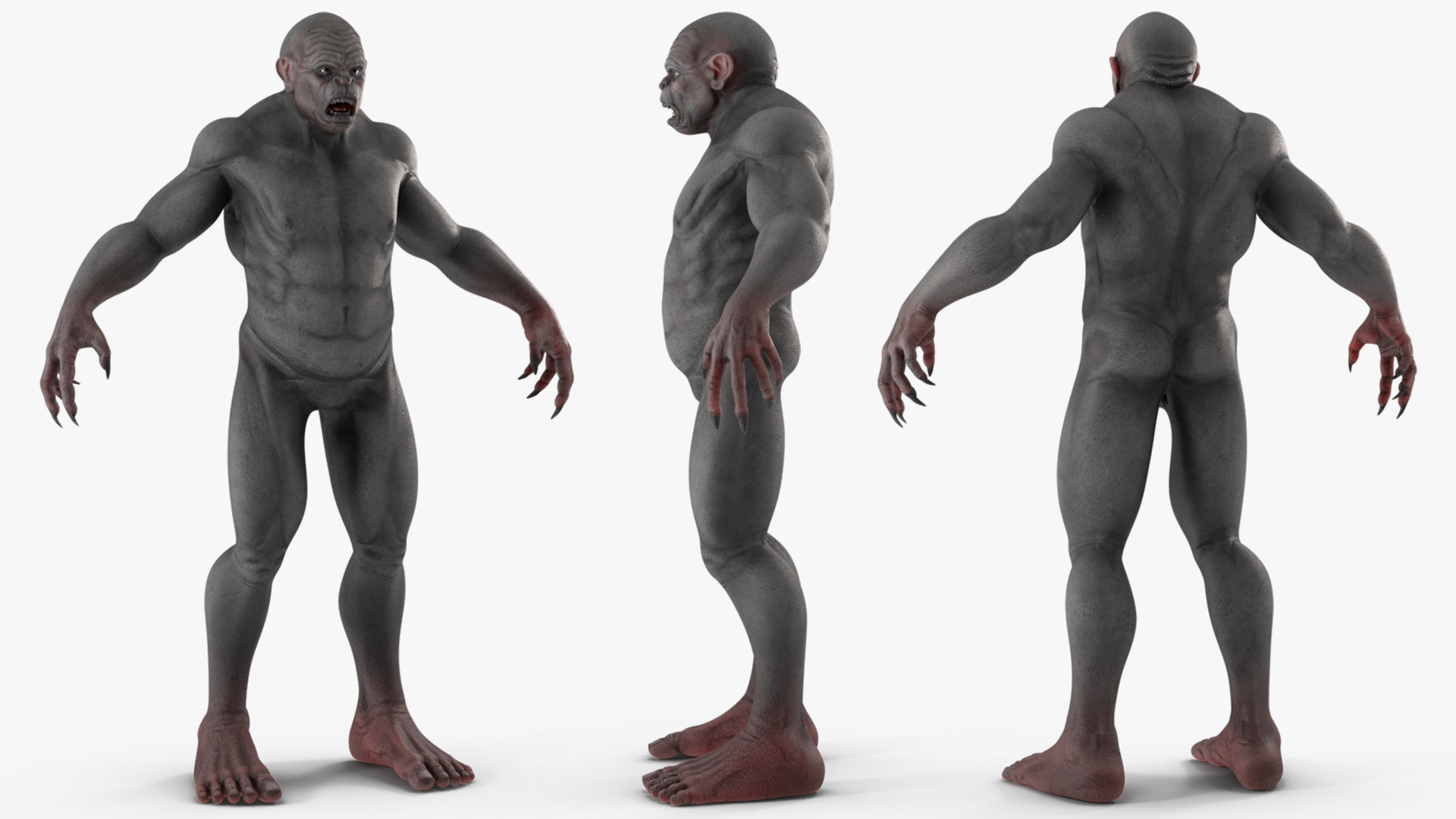 3D Grey Monster Rigged for Cinema 4D model