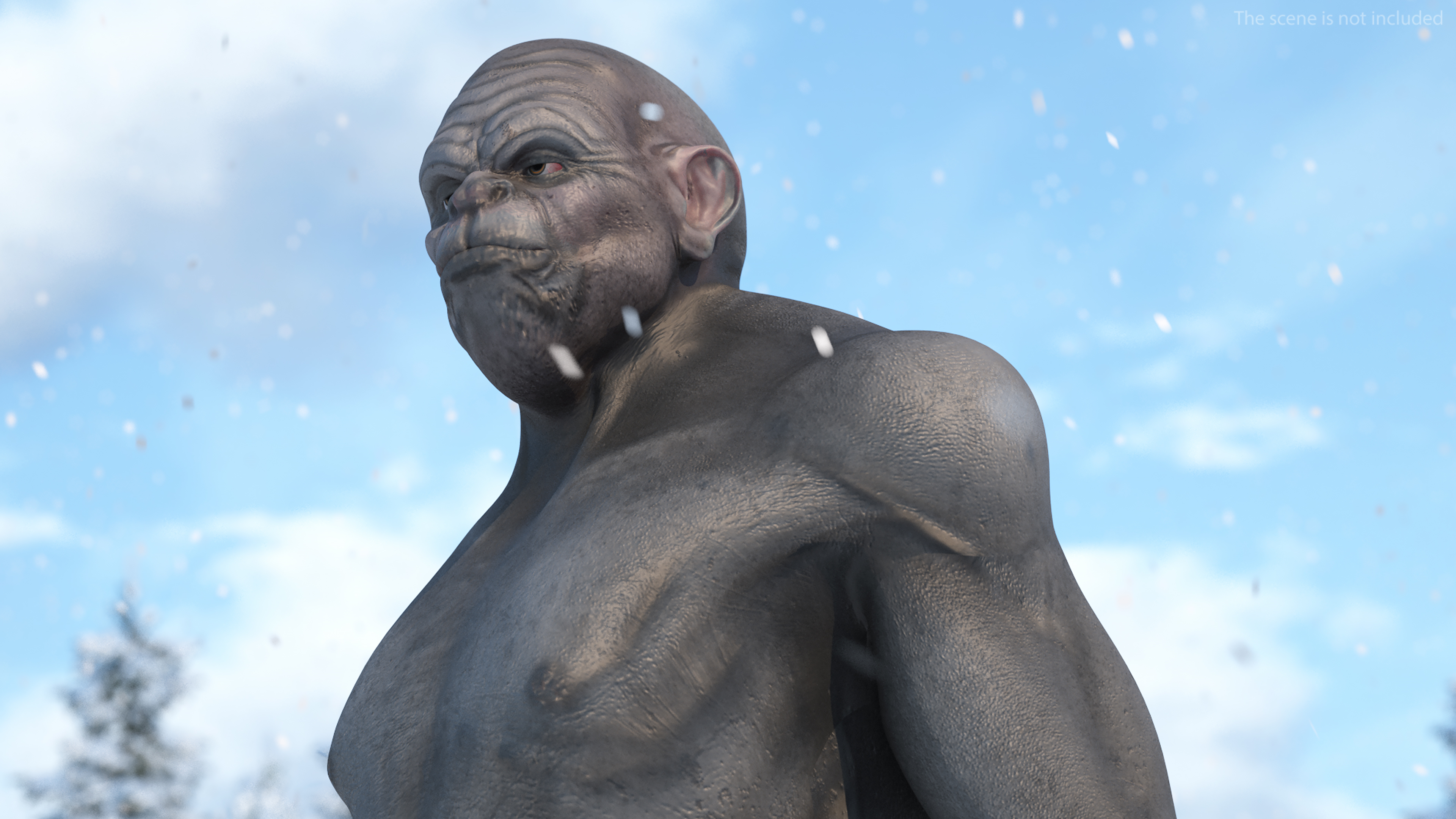 3D Grey Monster Rigged for Cinema 4D model